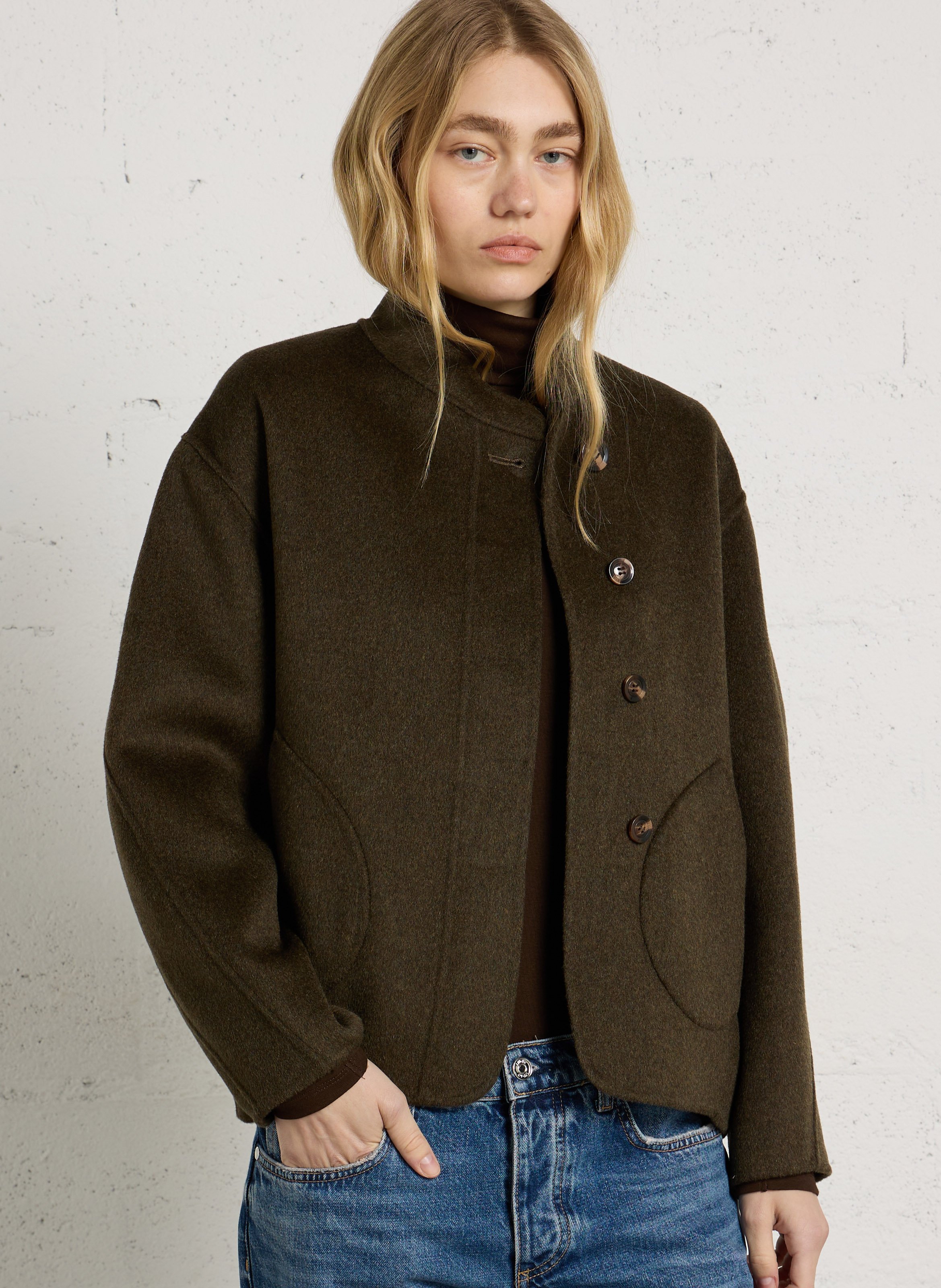 Manteau col rond en laine mélangée  SOEUR
