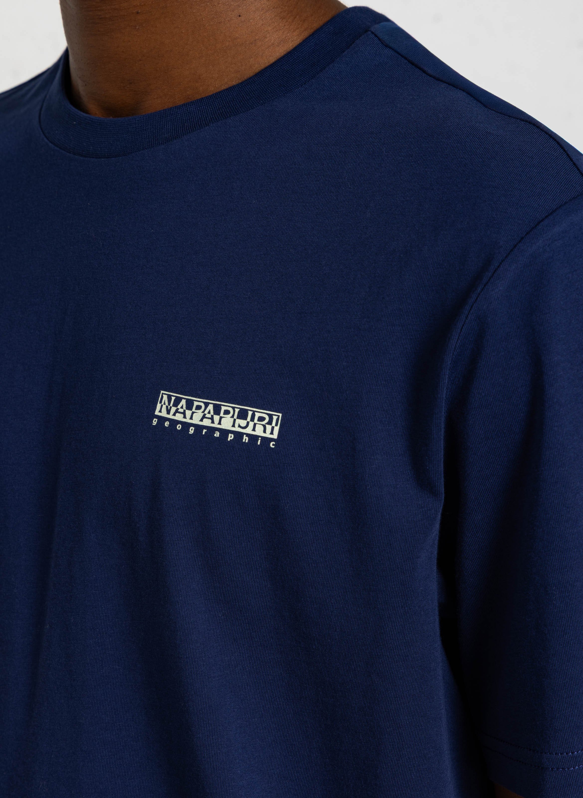 Gerader bedruckter Baumwoll-T-Shirt. NAPAPIJRI Blau