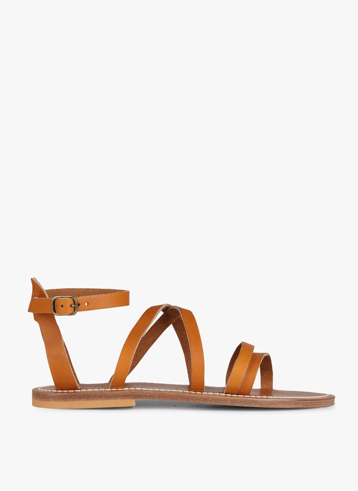 Sandales plates hot sale cuir naturel