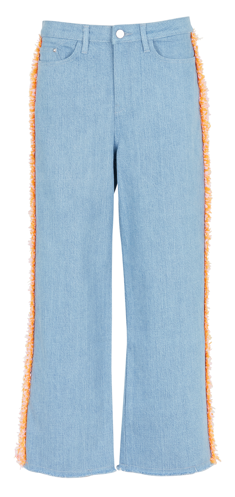 Straight-cut stretch cotton bouclé fabric jeans KARL LAGERFELD Blue