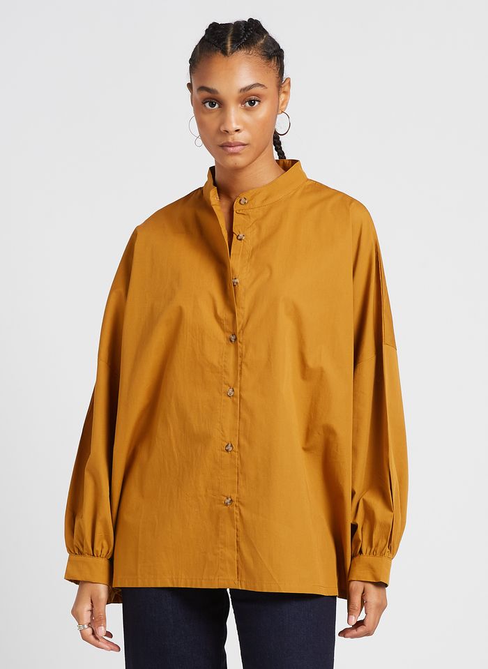 Chemise oversize en coton à poche plaquée Orange Commas