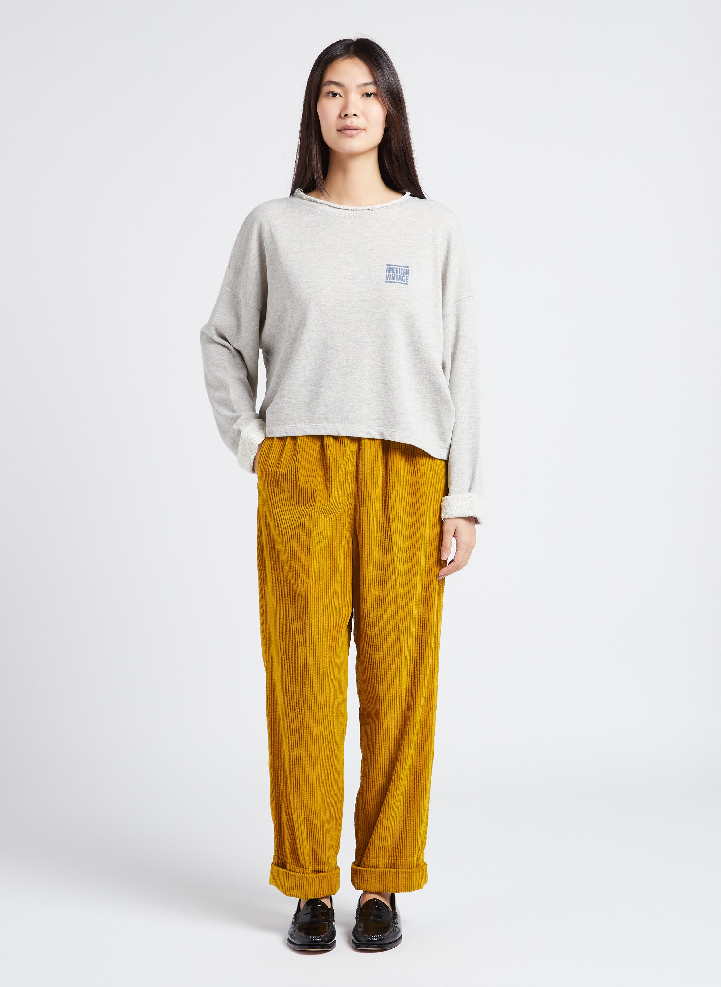 Rundhals-Sweatshirt aus Baumwoll-Mix AMERICAN VINTAGE Grau