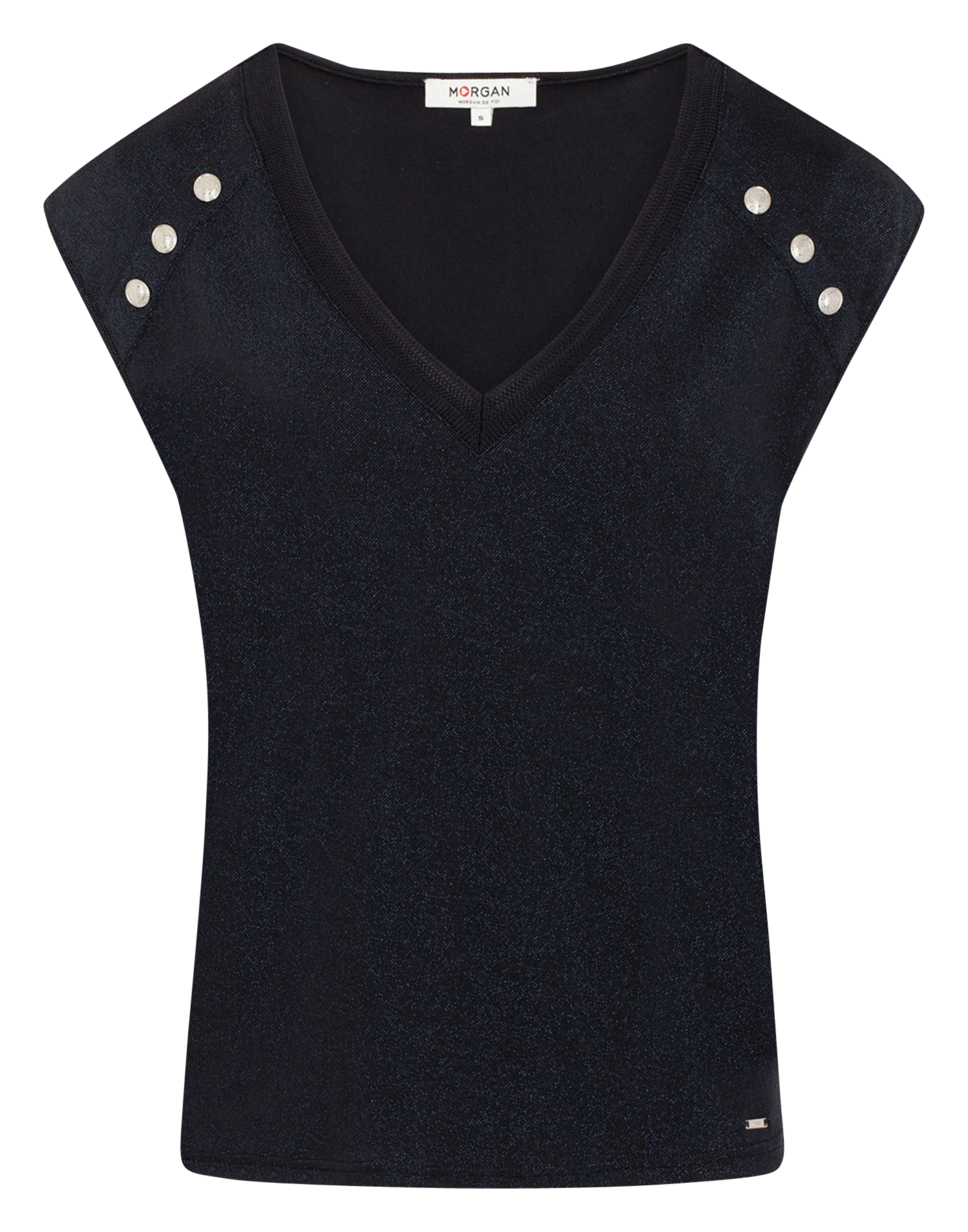 Tee-shirt col V métallisé MORGAN Bleu