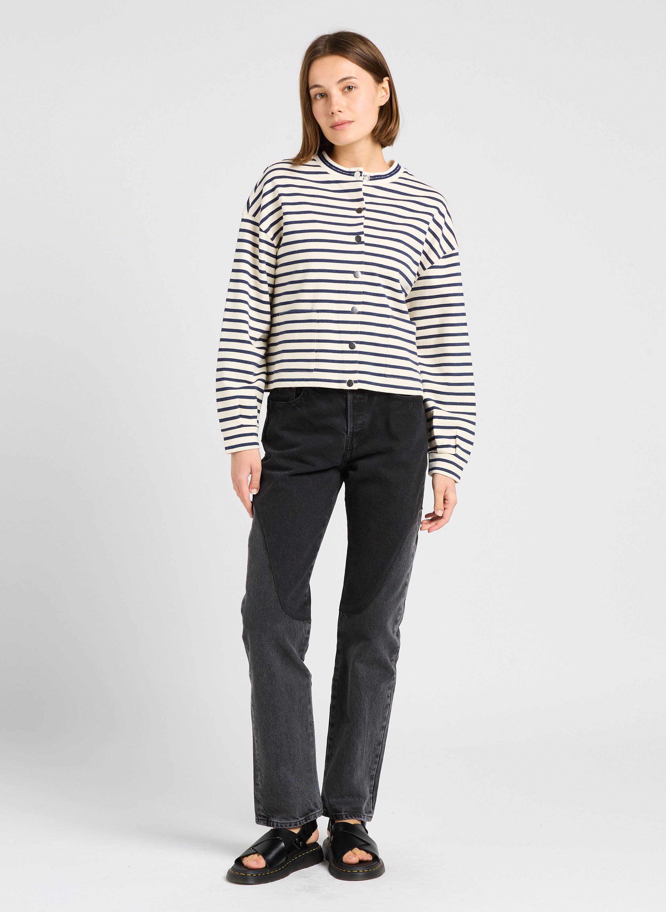 Jean droit taille haute en coton LEVI'S Noir