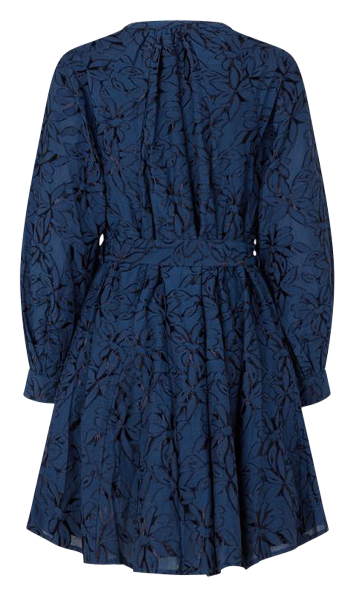 Kurzes, lockeres Kleid mit V-Ausschnitt aus bedrucktem Jacquard-Gewebe. SAMSOE SAMSOE Blau
