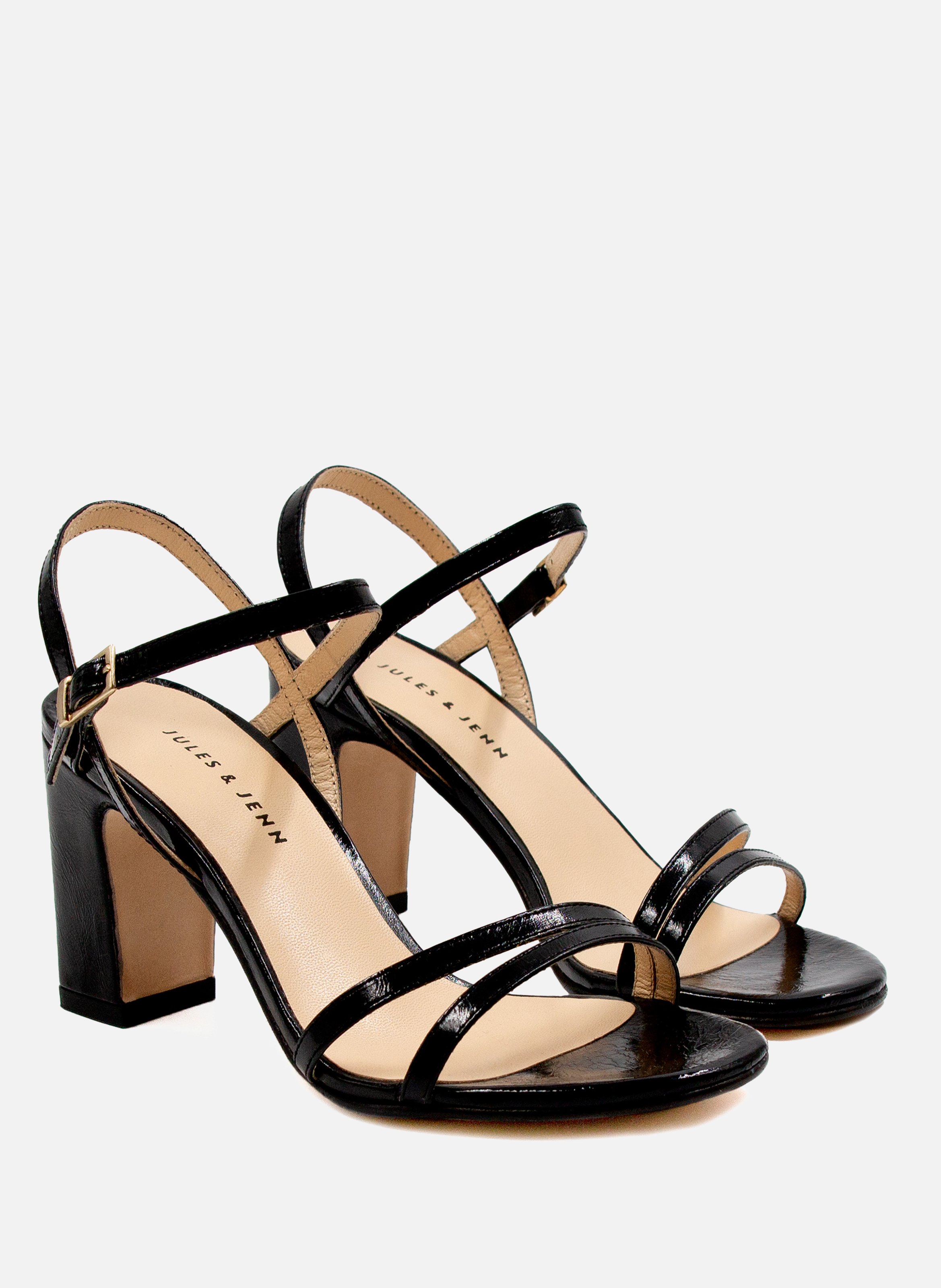 Sleek patent leather high heel sandals JULES & JENN Black