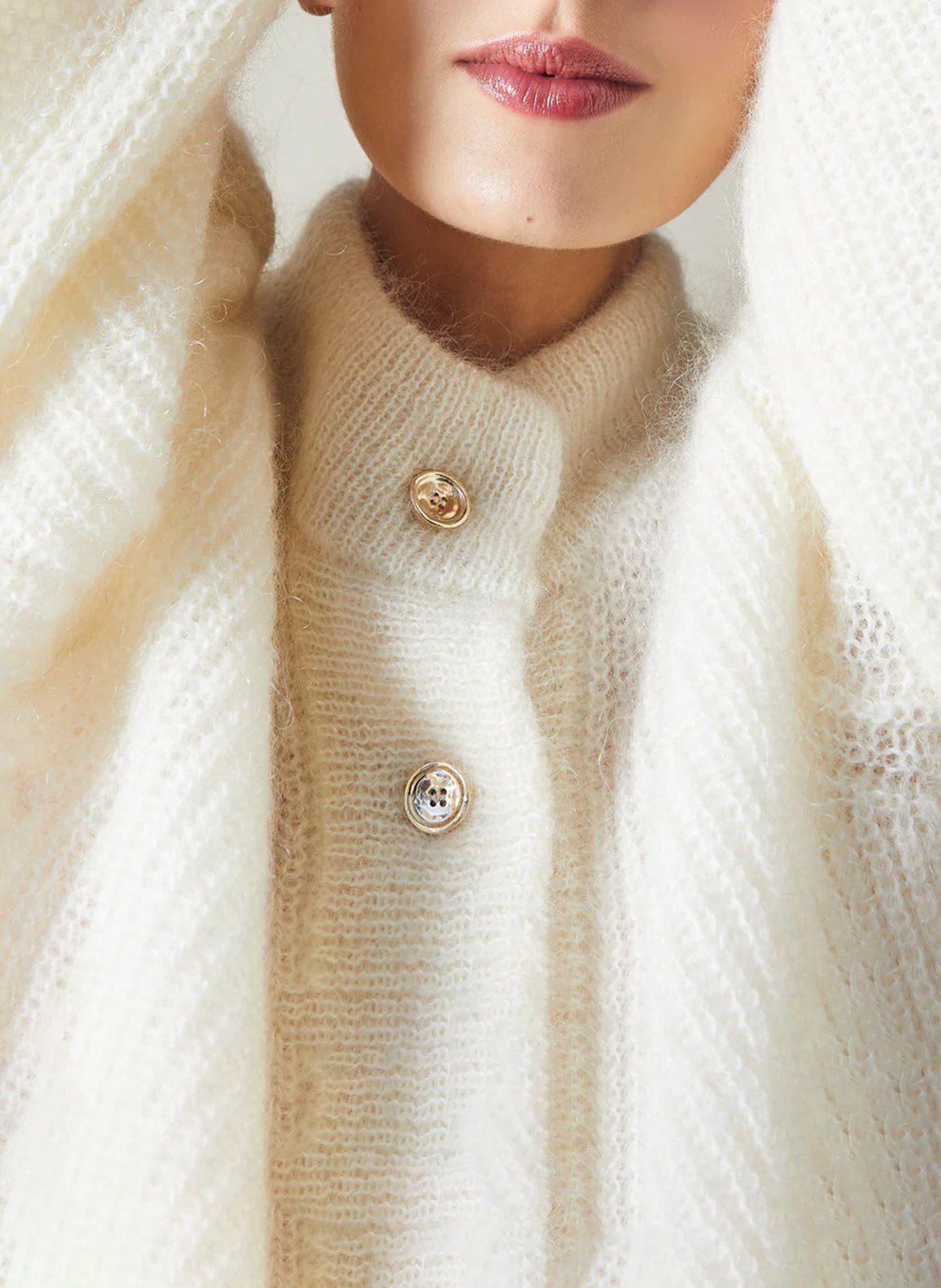 Cardigan en mohair et laine mélangé THE LABEL EDITION Blanc