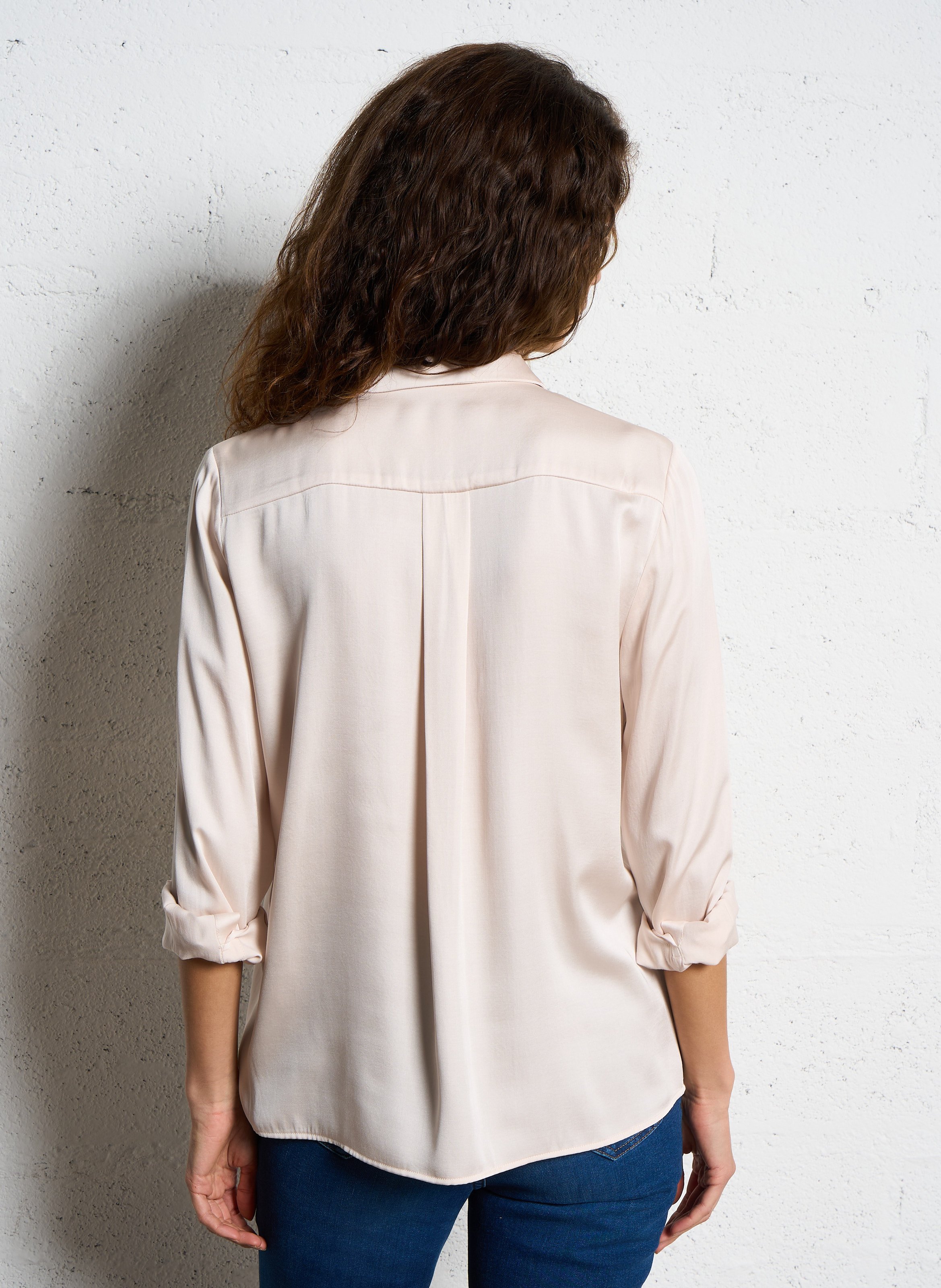 Chemise droite col classique satinée MAISON 123 Beige