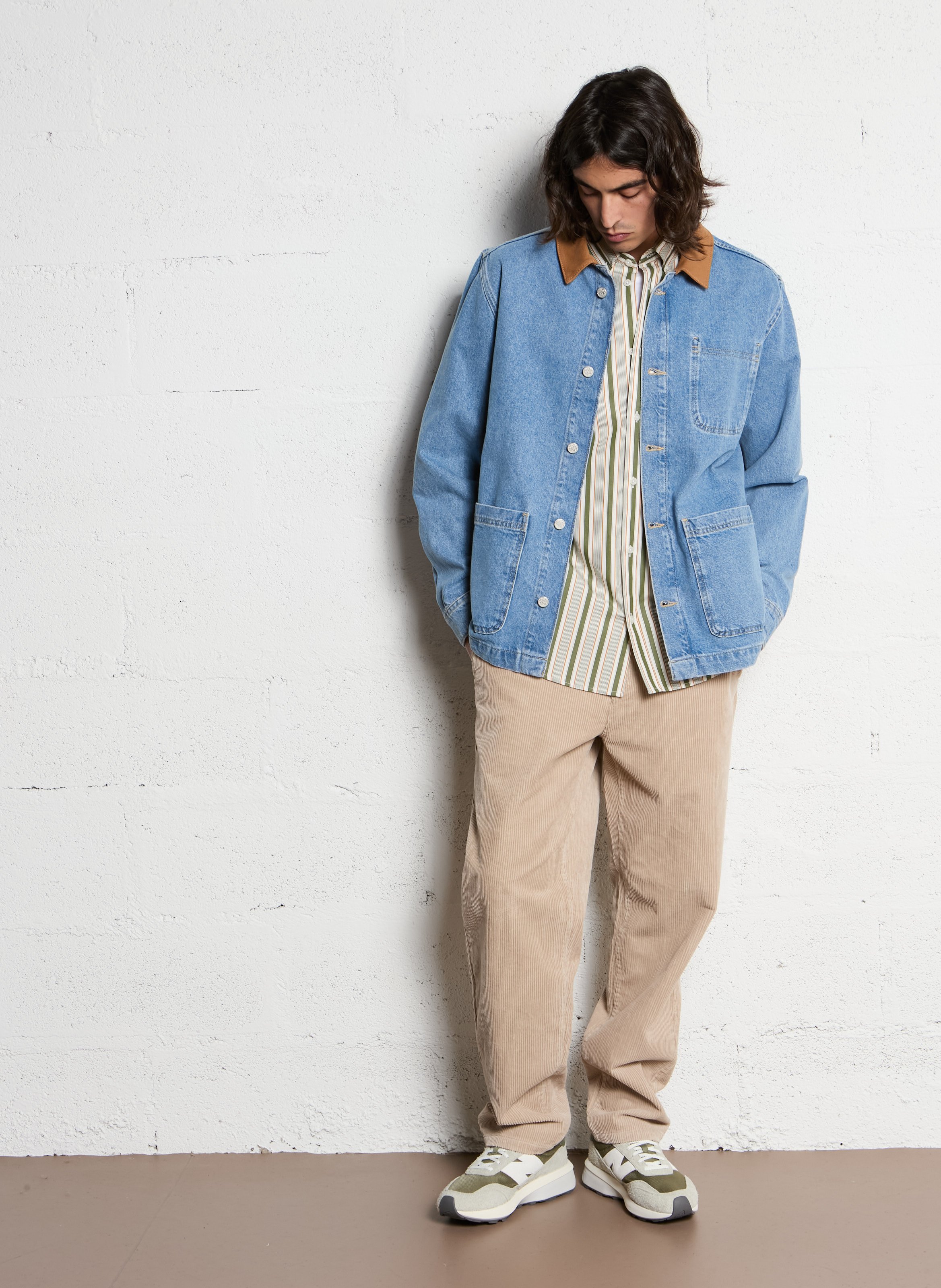 Straight cotton jacket LES DEUX Blue