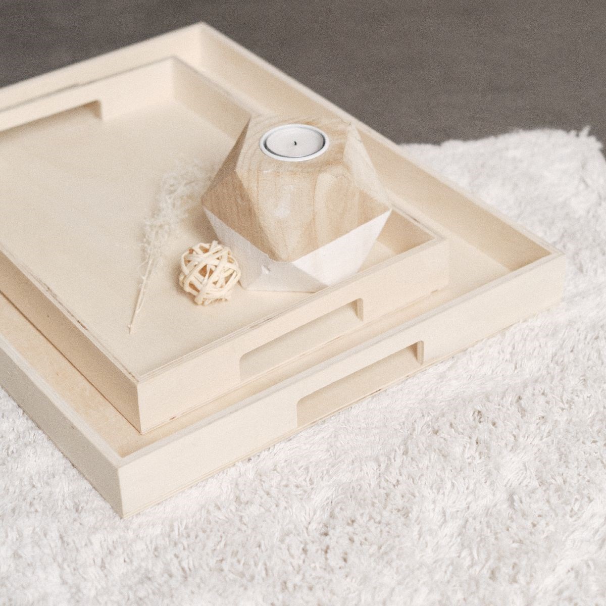 Set of 2 plywood trays FACTORY Beige