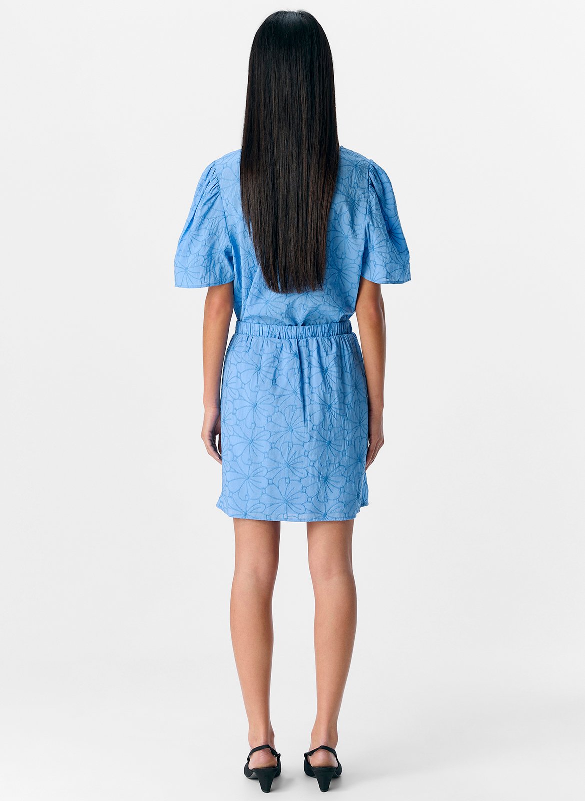 Embroidered short skirt OBJECT Blue