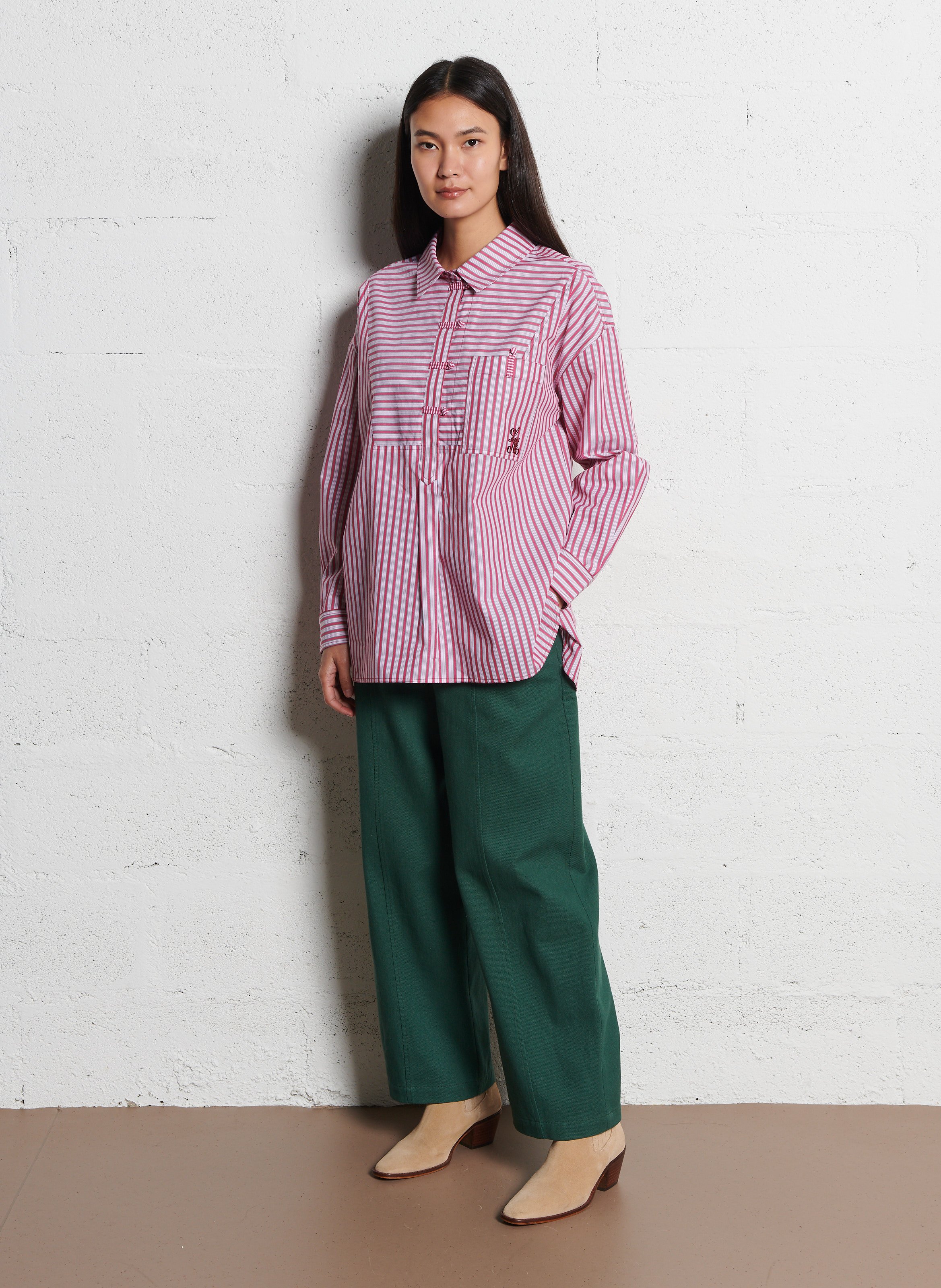 Blouse oversize en coton rayé LOUISE MISHA Rose