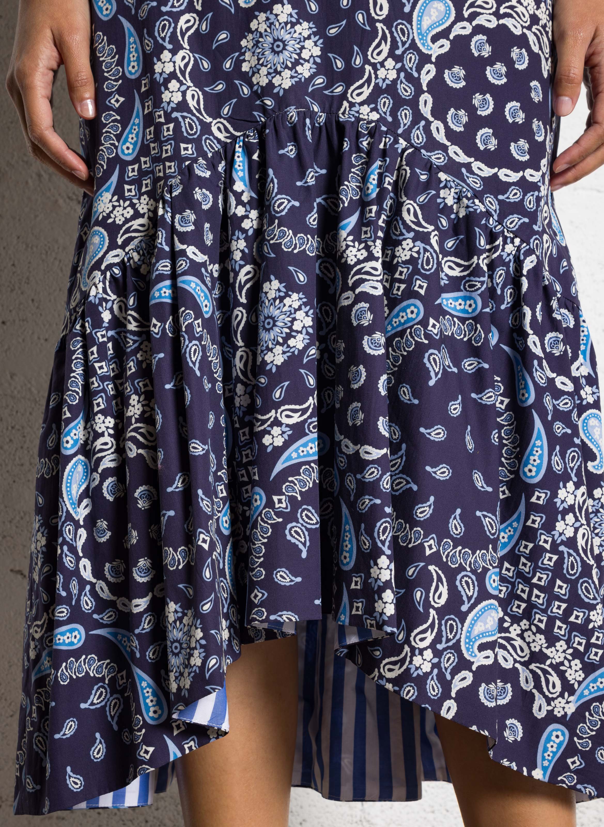 Ruched Midi Skirt in Bandana Print SOPHIE+LUCIE Blue