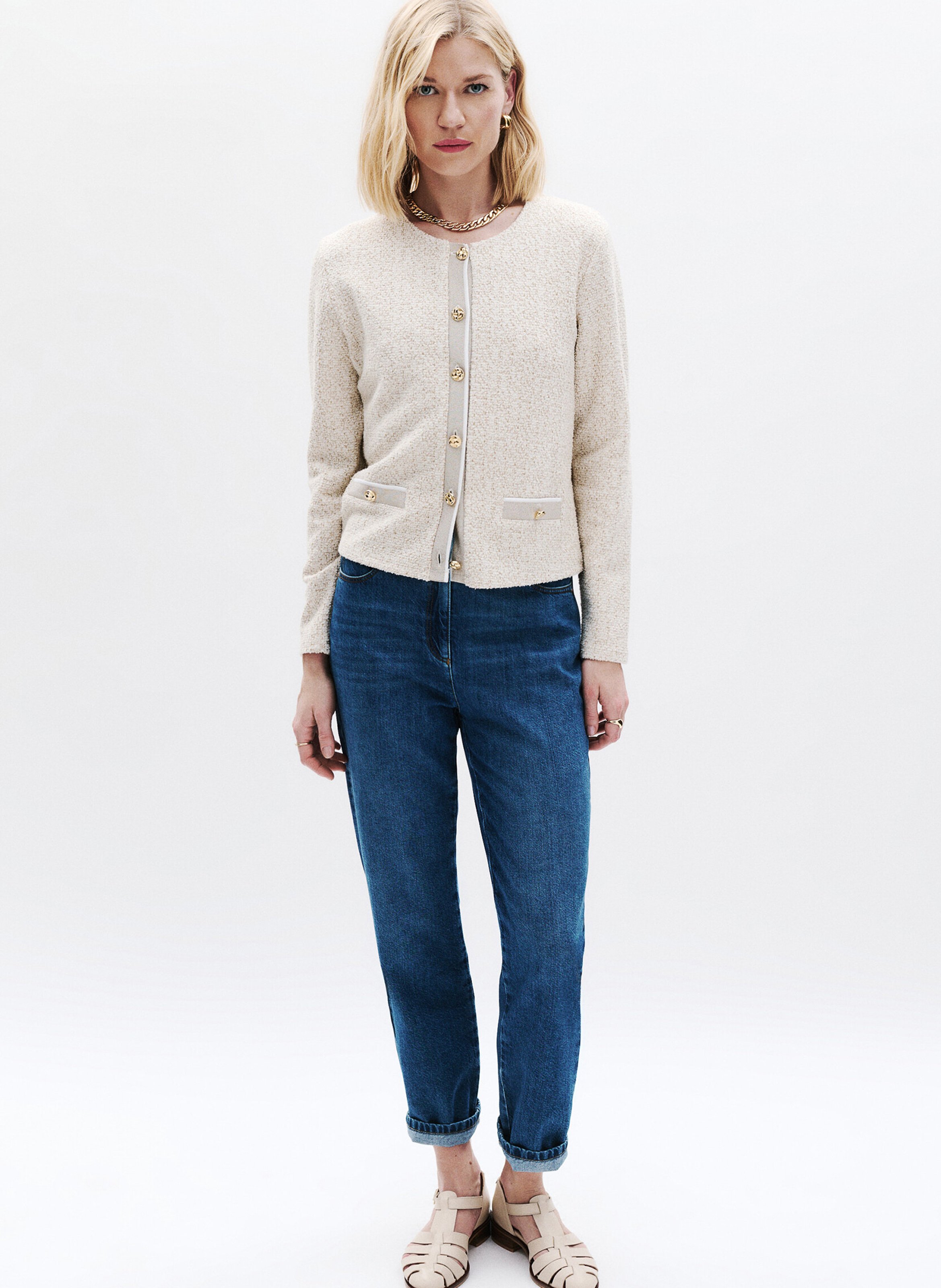 Straight tweed vest CAROLL Beige