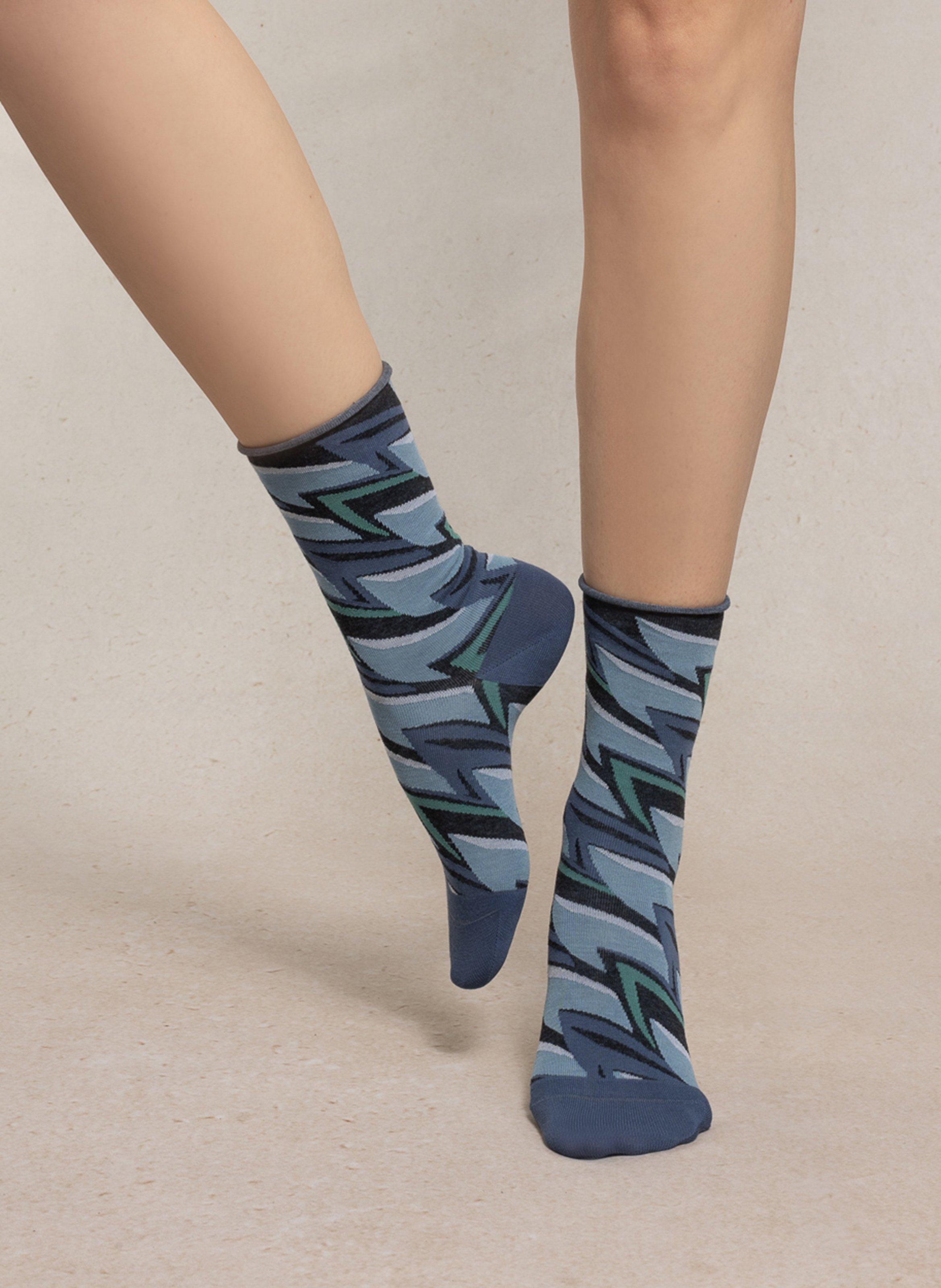 Printed crew socks BLEUFORET Blue