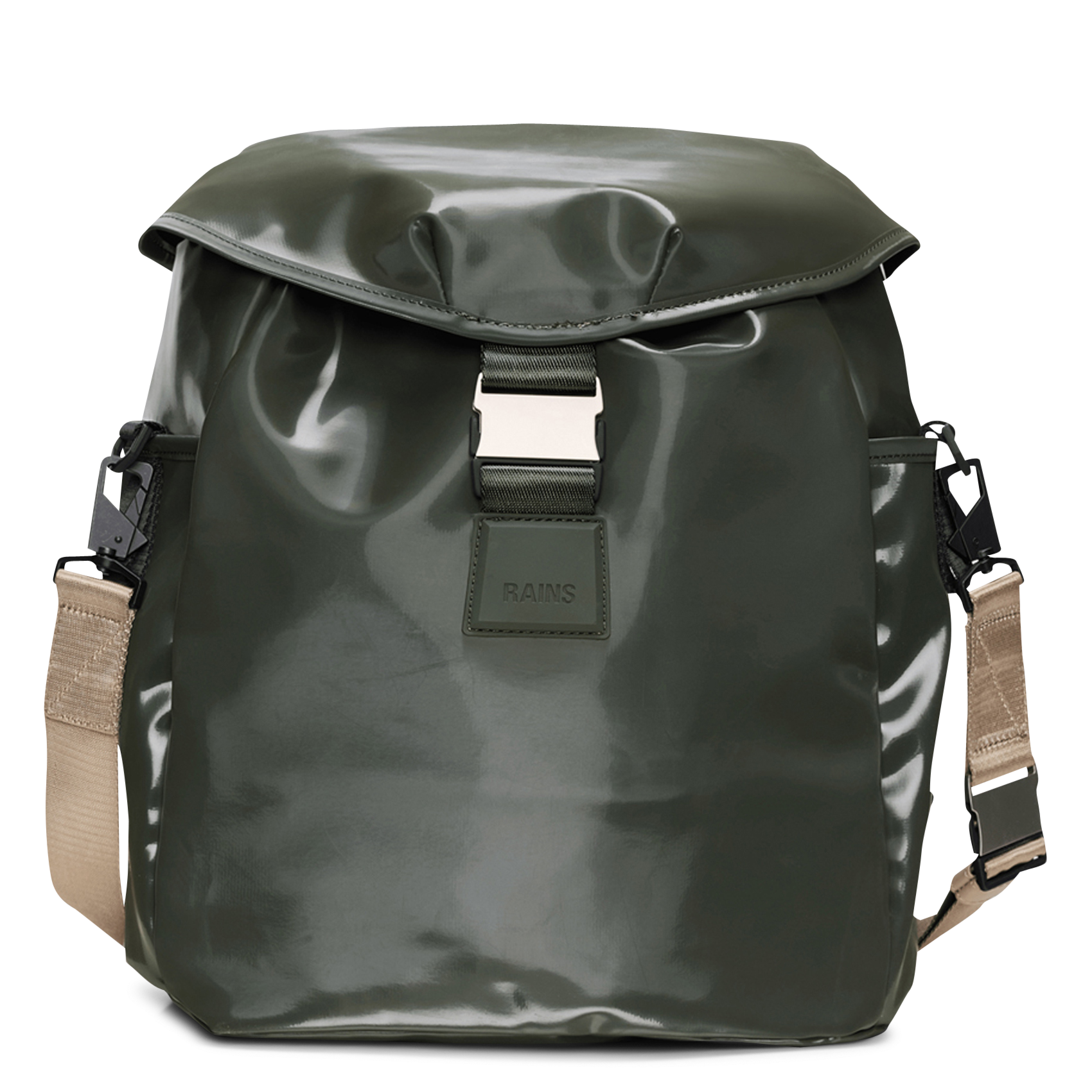 Coated backpack RAINS Green