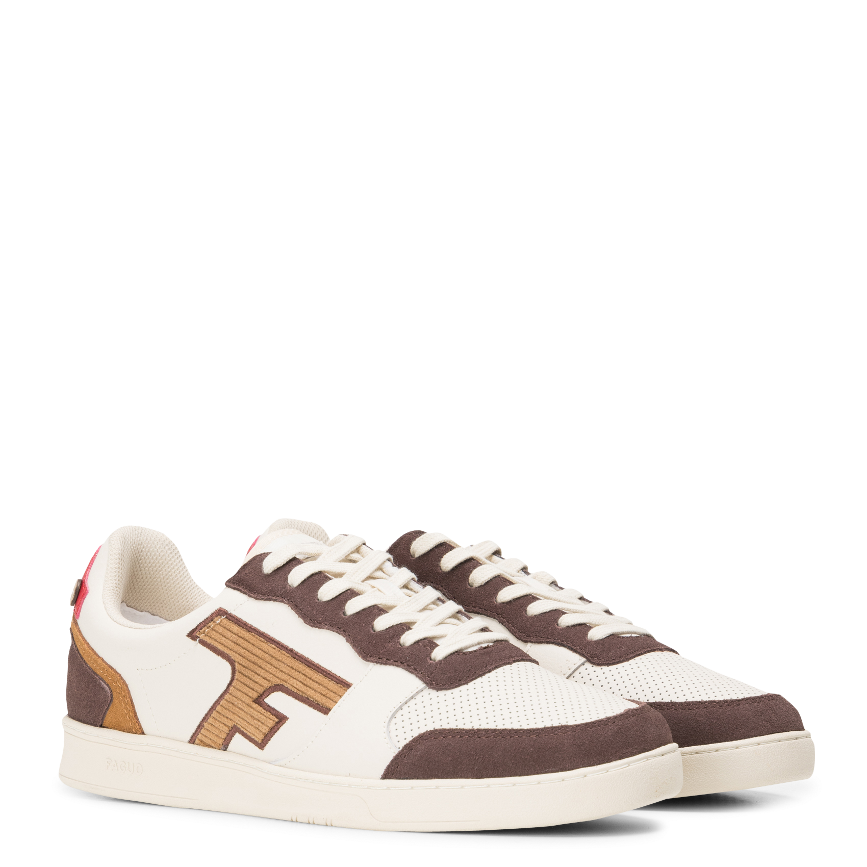 Lage baskets van leermix FAGUO Bruin