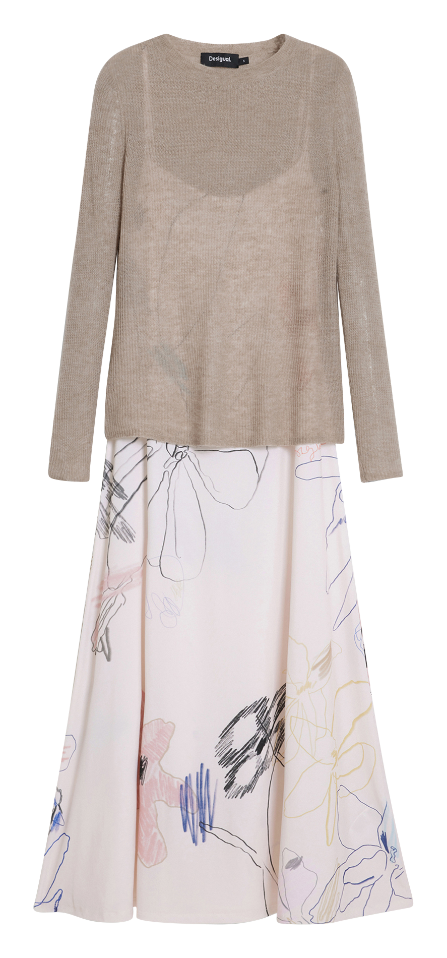 Robe midi à imprimé floral DESIGUAL Blanc