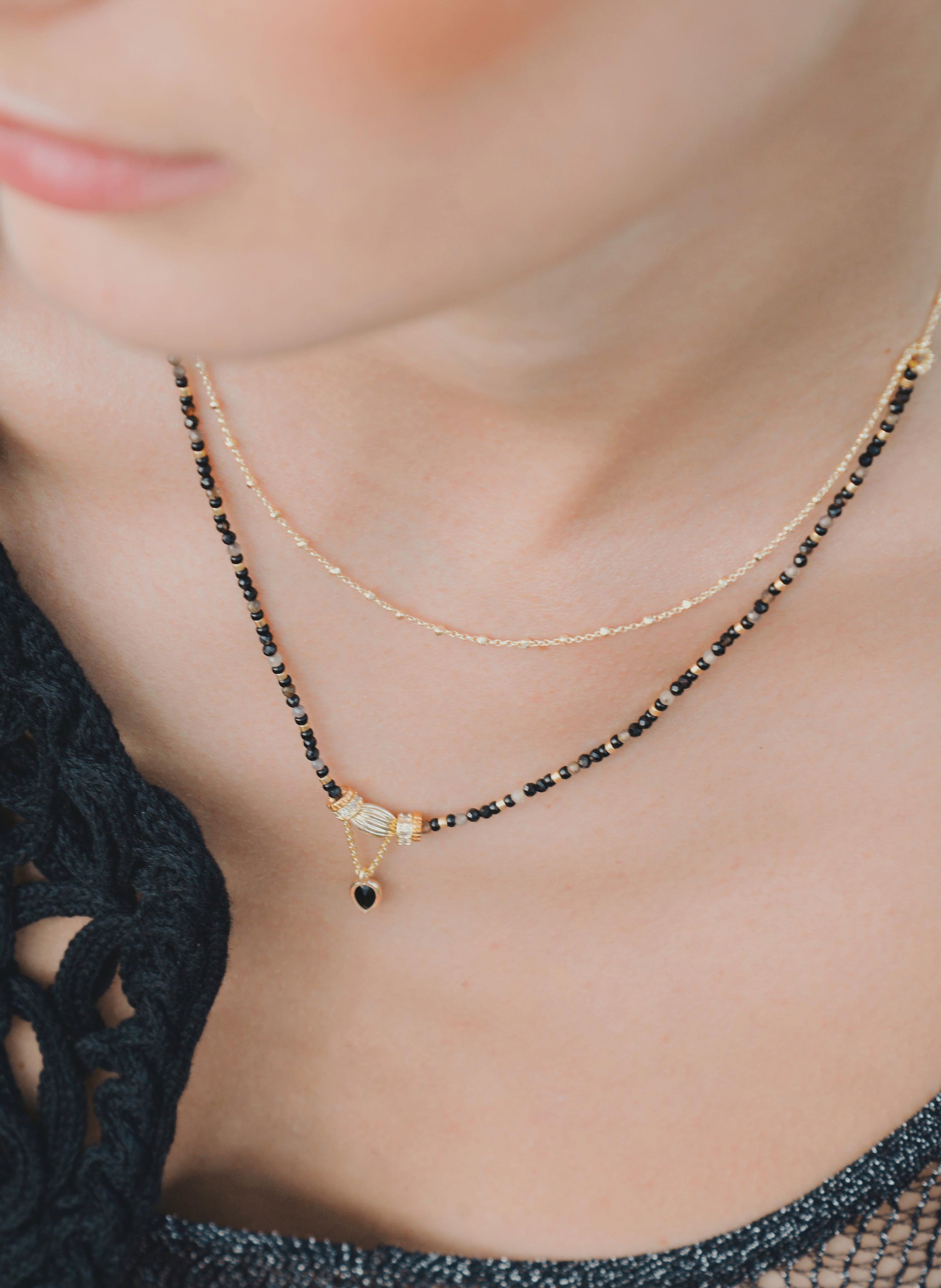 Multi-strand pearl necklace with pendant HIPANEMA Black