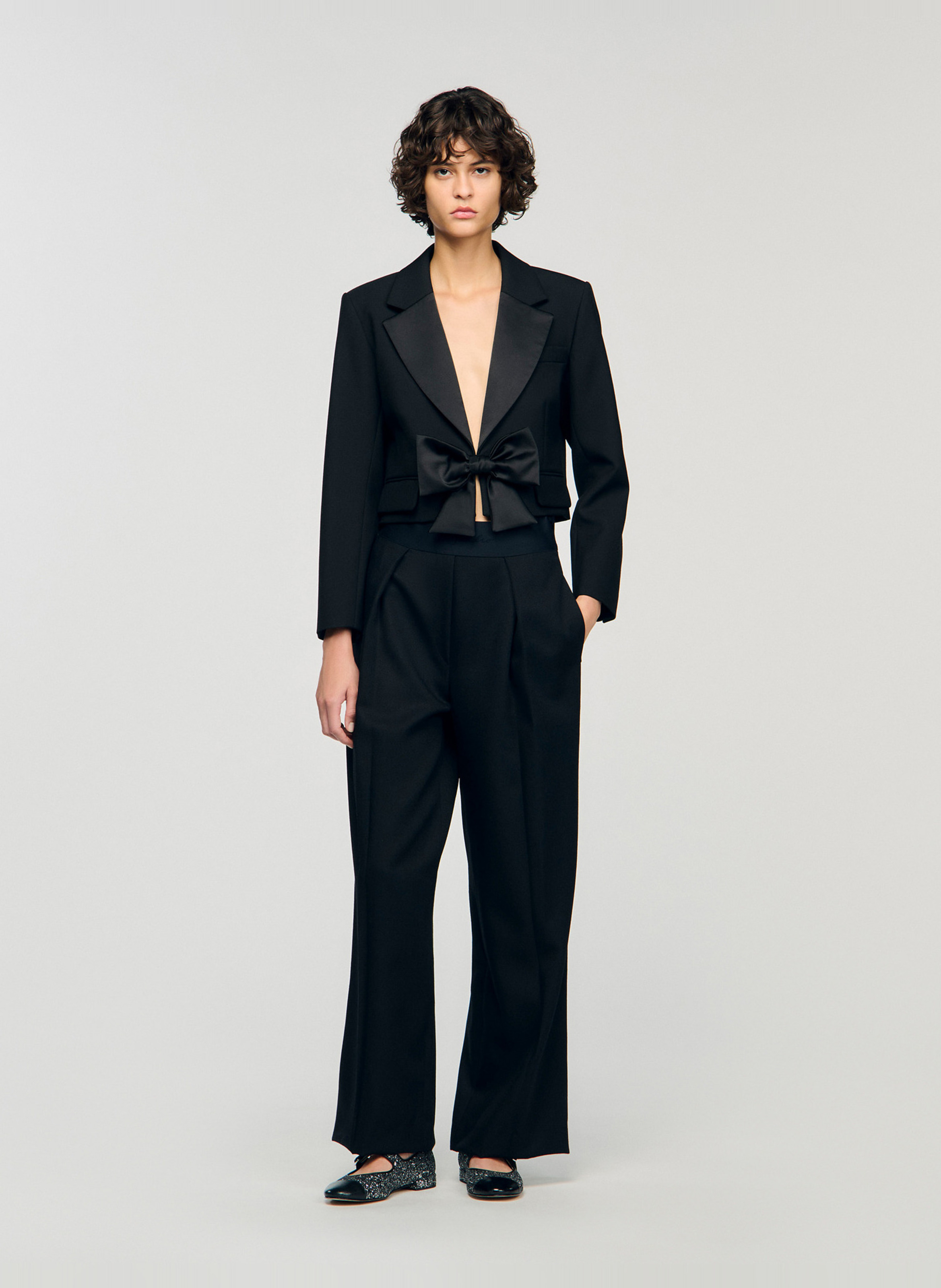 Veste courte col tailleur SANDRO Noir