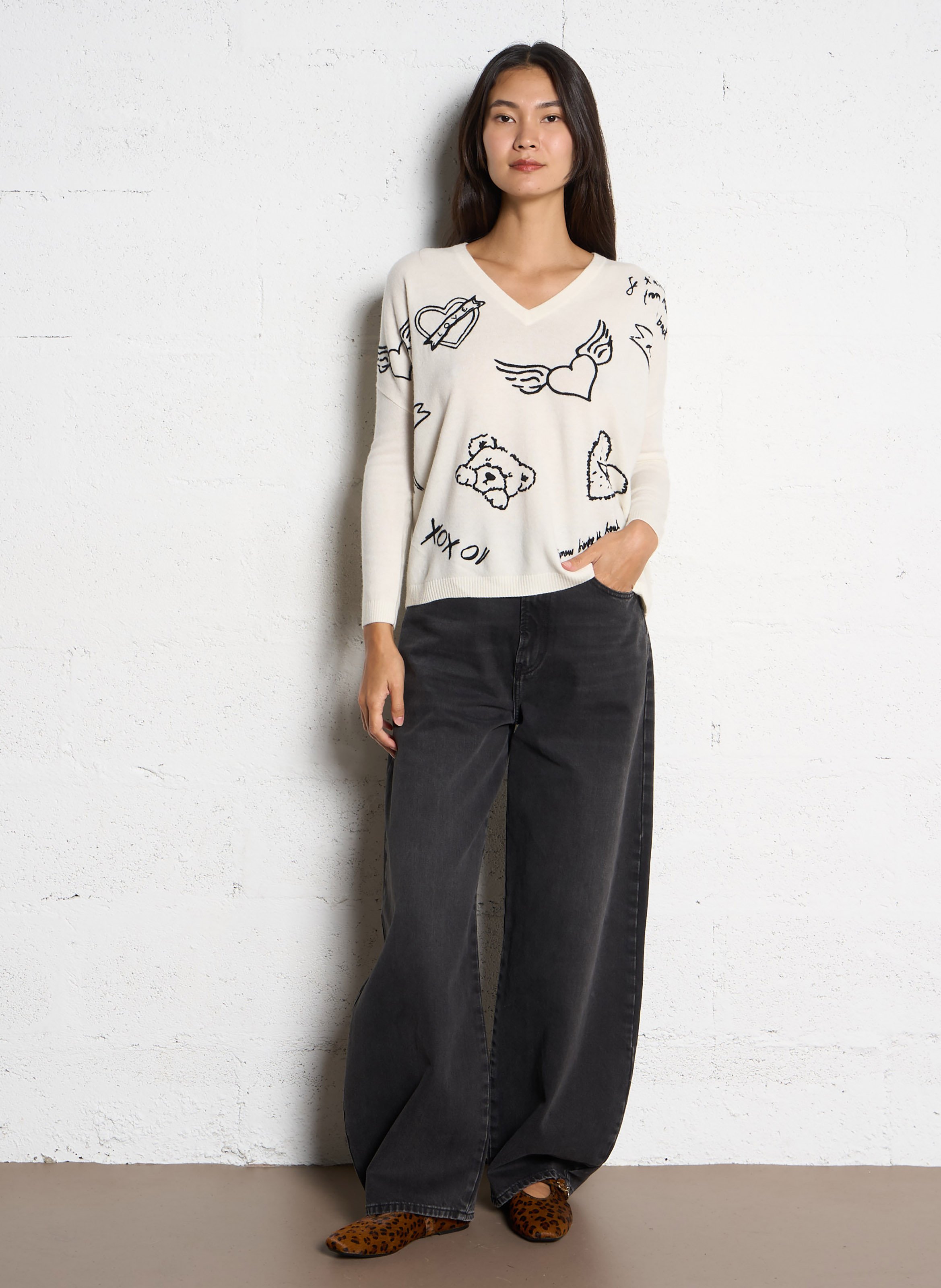 Ärmelloser Wollpullover BERENICE Beige