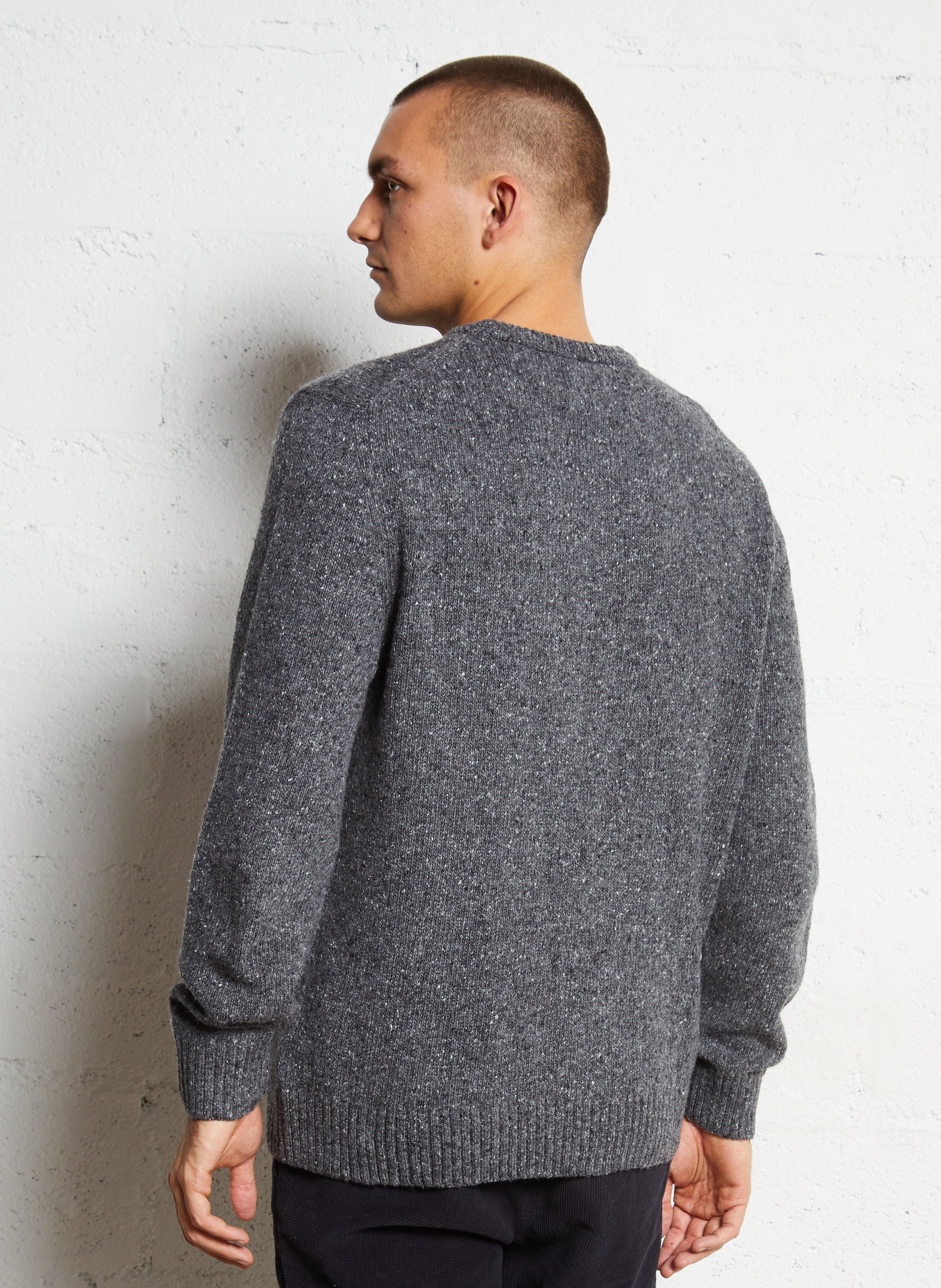 Straight round neck marled wool blend sweater GANT Grey