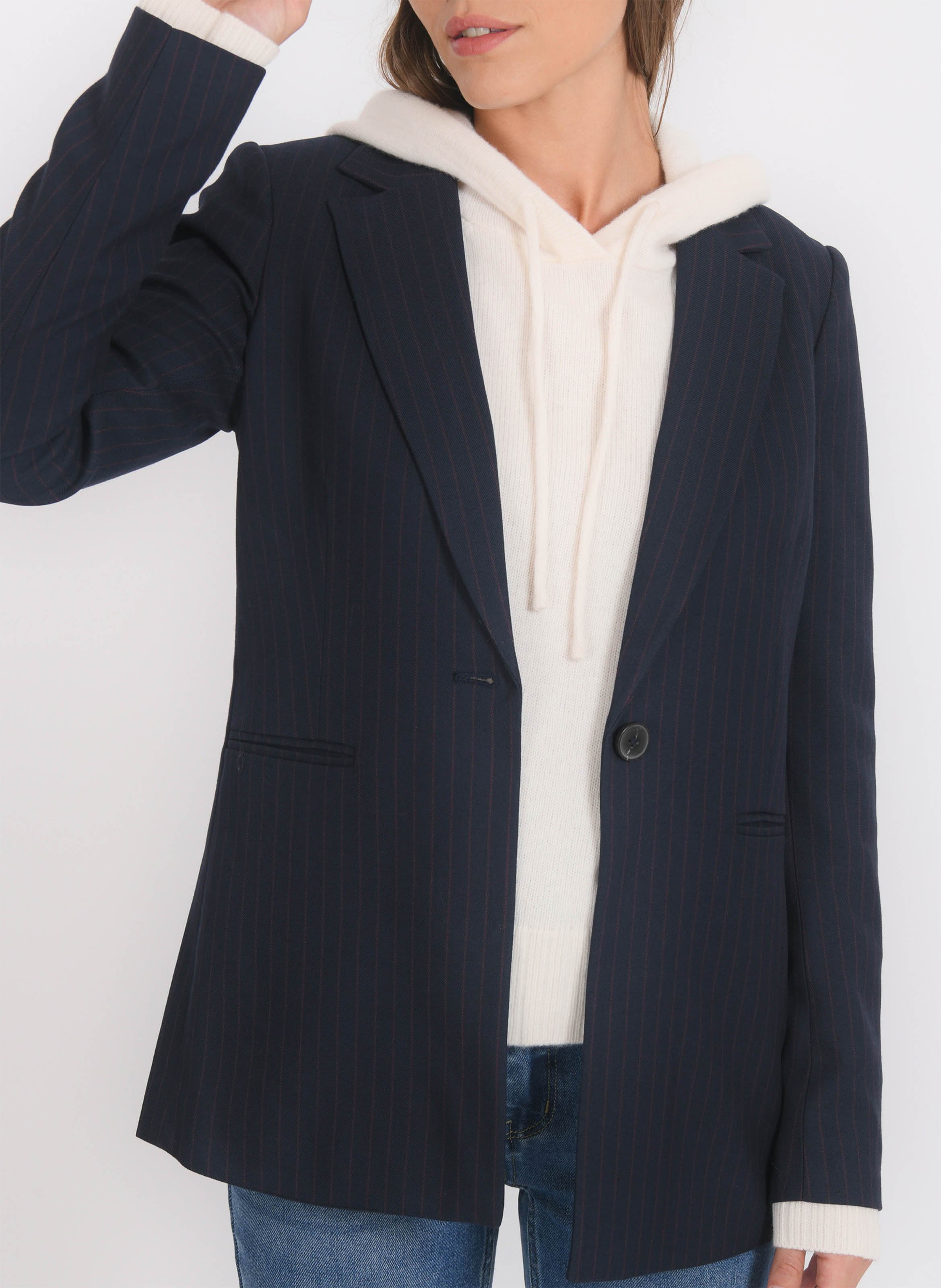 Veste droite col tailleur à rayures KOOKAI Bleu