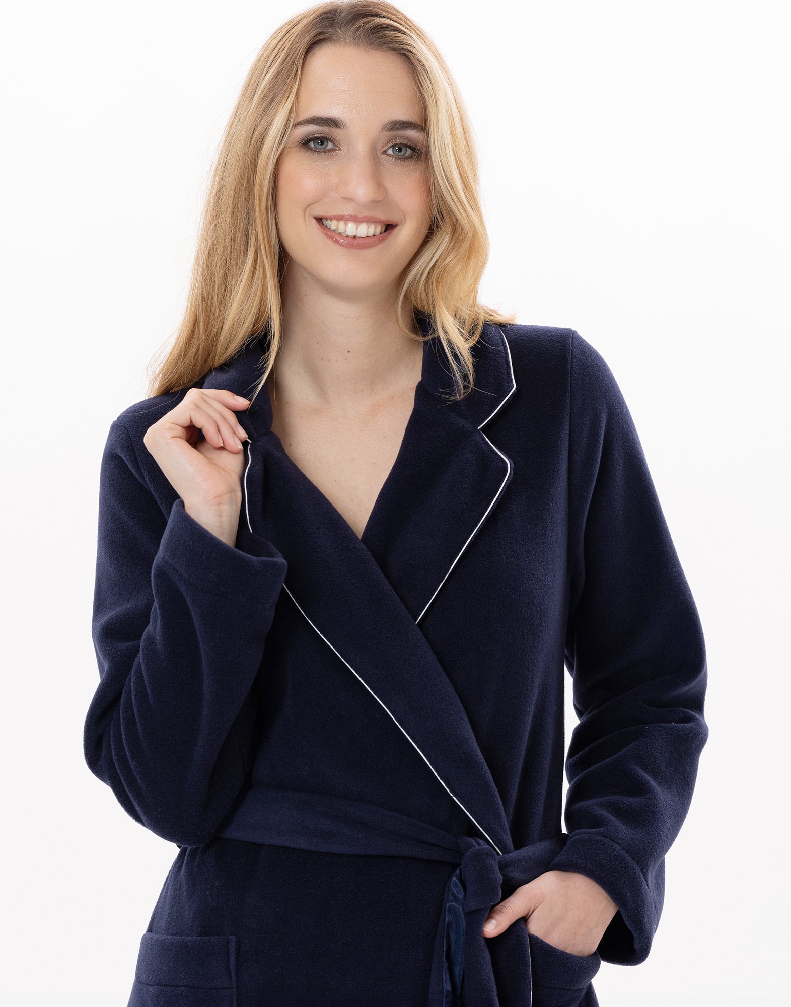 Crossed fleece dressing gown LE CHAT Blue