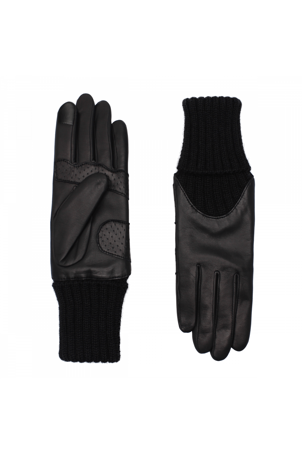 Cécilia Mobility Leather Gloves Lined with Cashmere AGNELLE Black