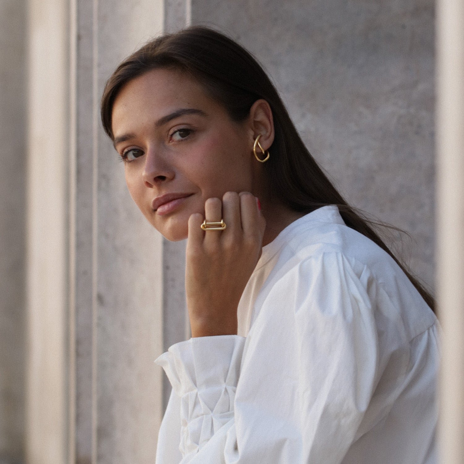 Link ring, gold plated MAYRENA Golden