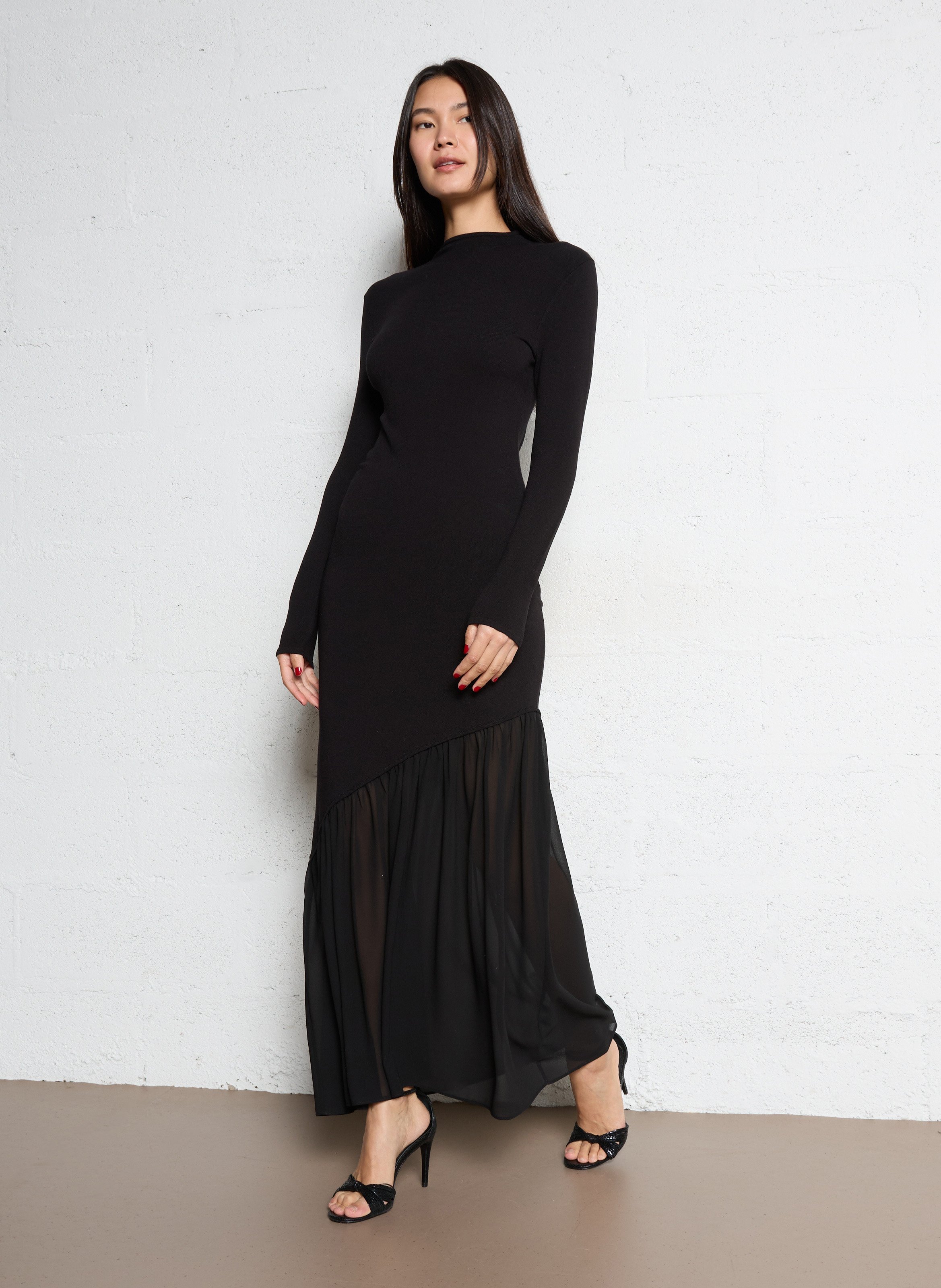 Robe longue bi-matière IKKS Noir