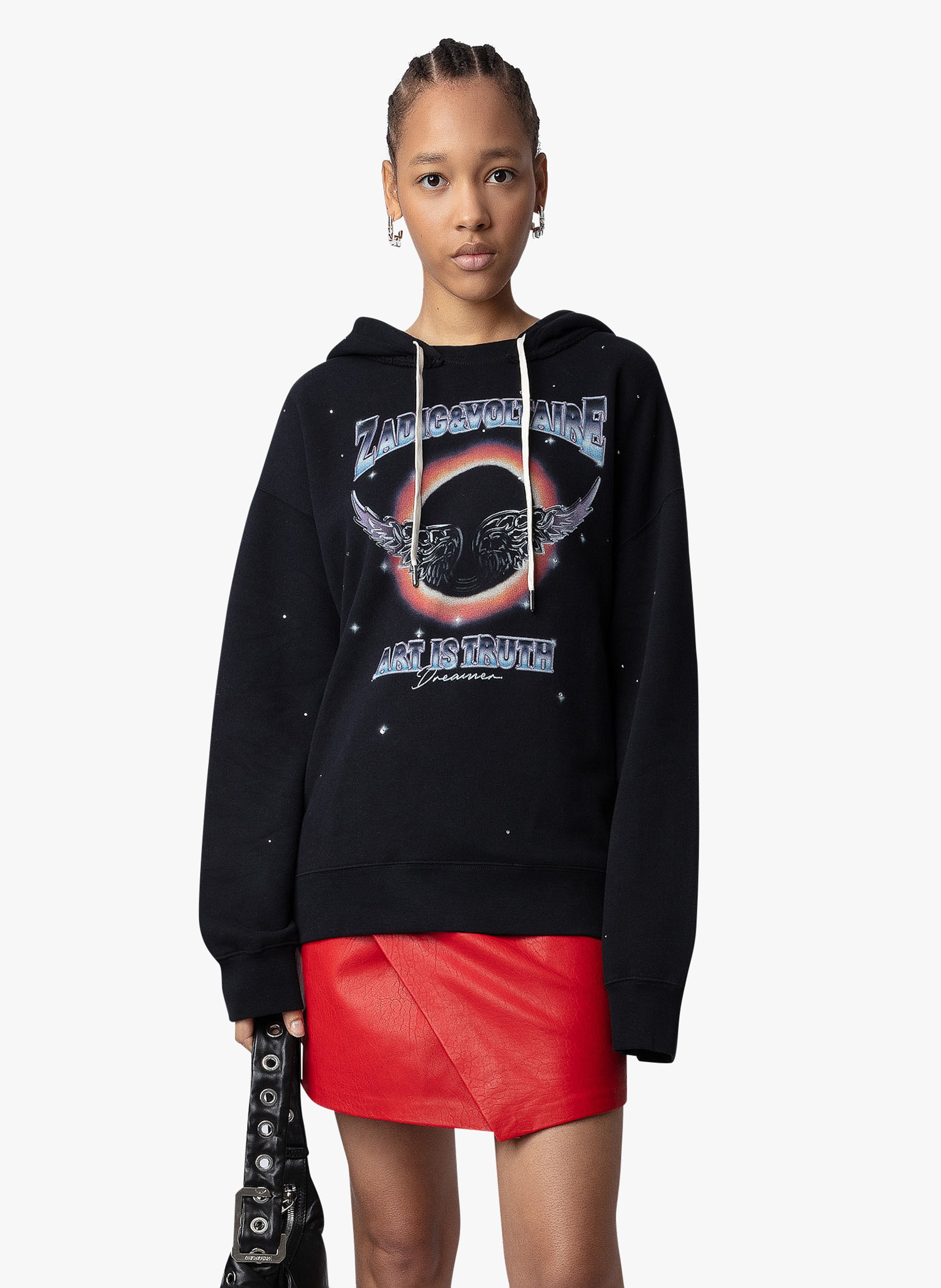 Screen-printed cotton-blend hoodie ZADIG&VOLTAIRE Black