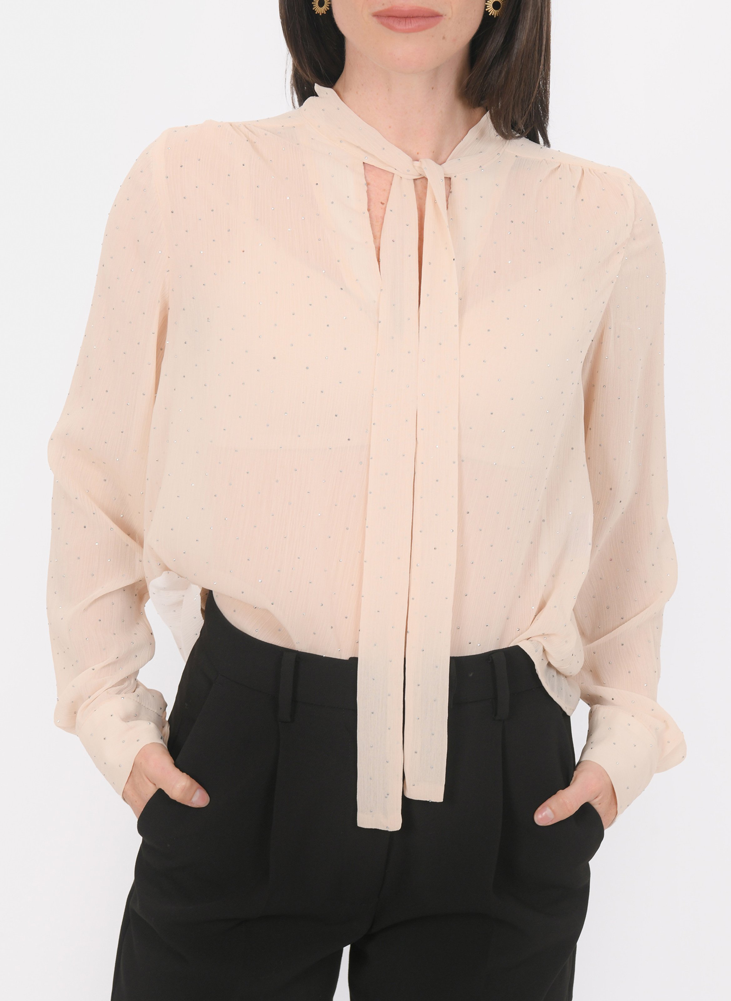 Recht hemd met strass KOOKAI Beige