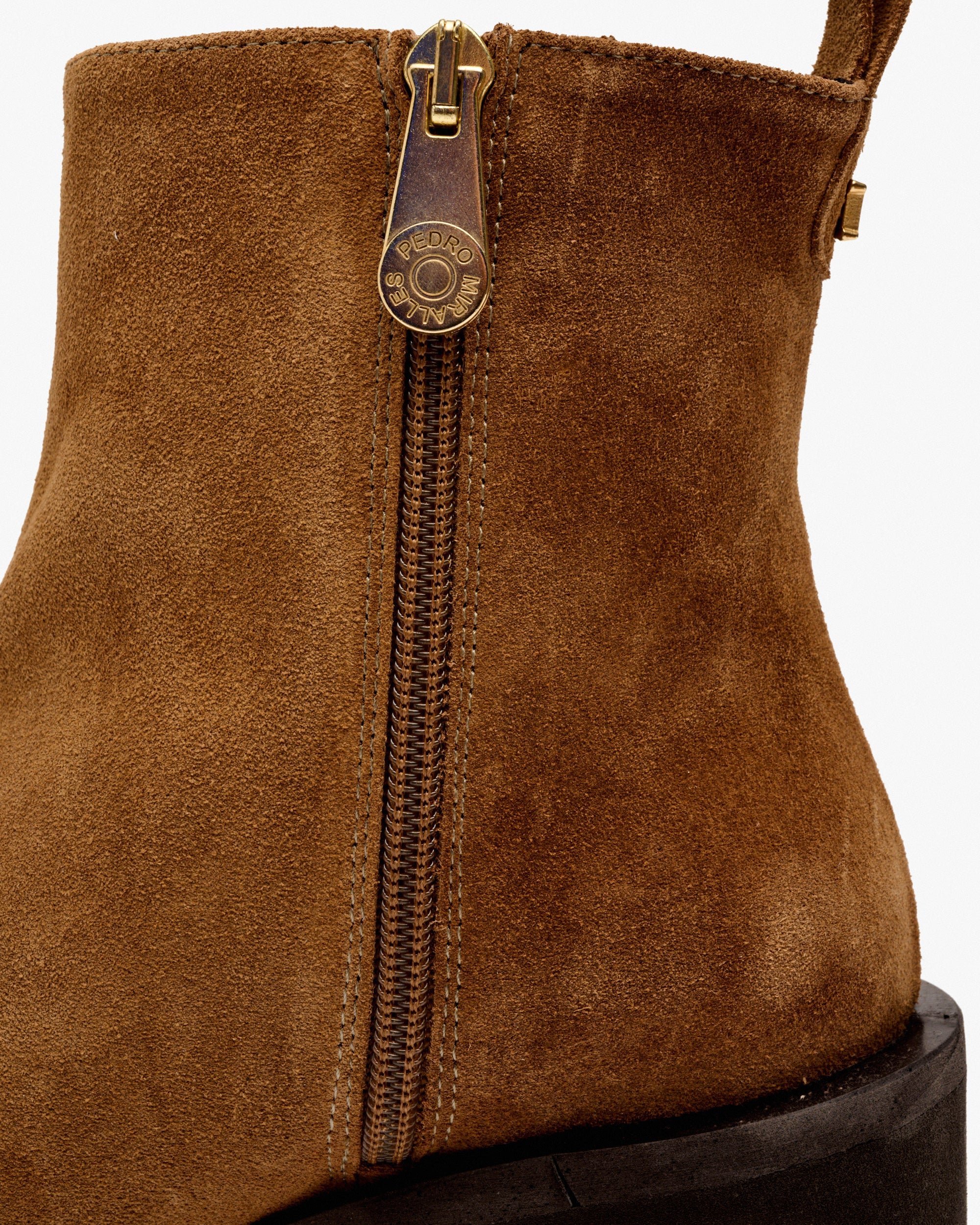 Velvet platform ankle boots. PEDRO MIRALLES Brown