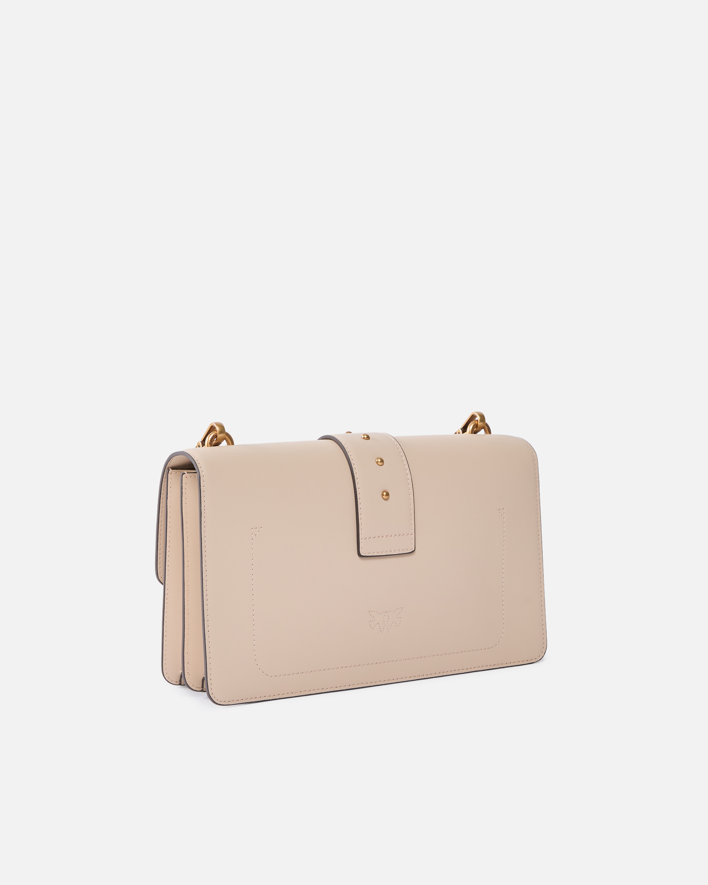 Sac à main moyen love bag one en cuir PINKO Beige