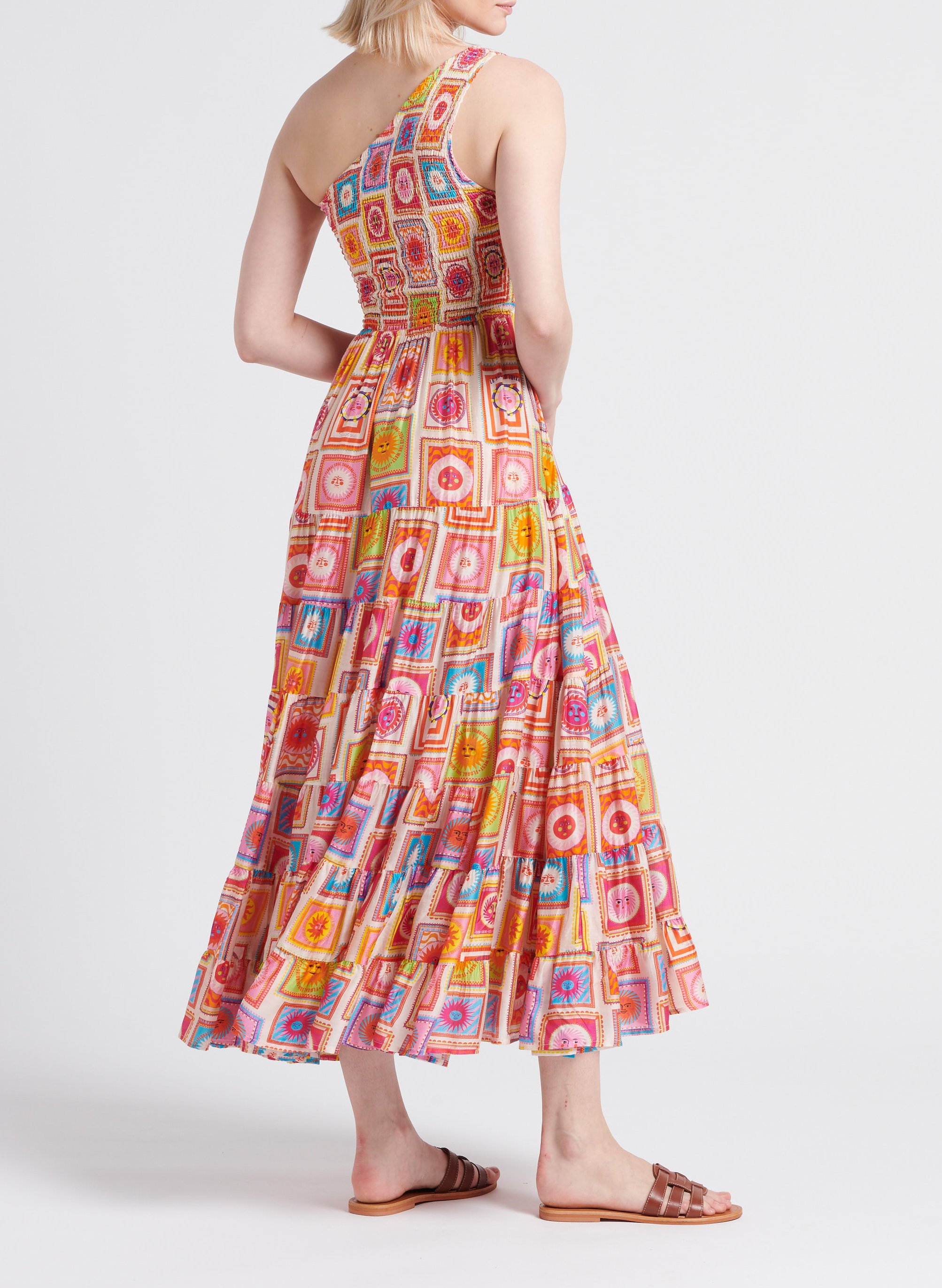 Lange, asymmetrische jurk met print SUNDRESS Veelkleurig