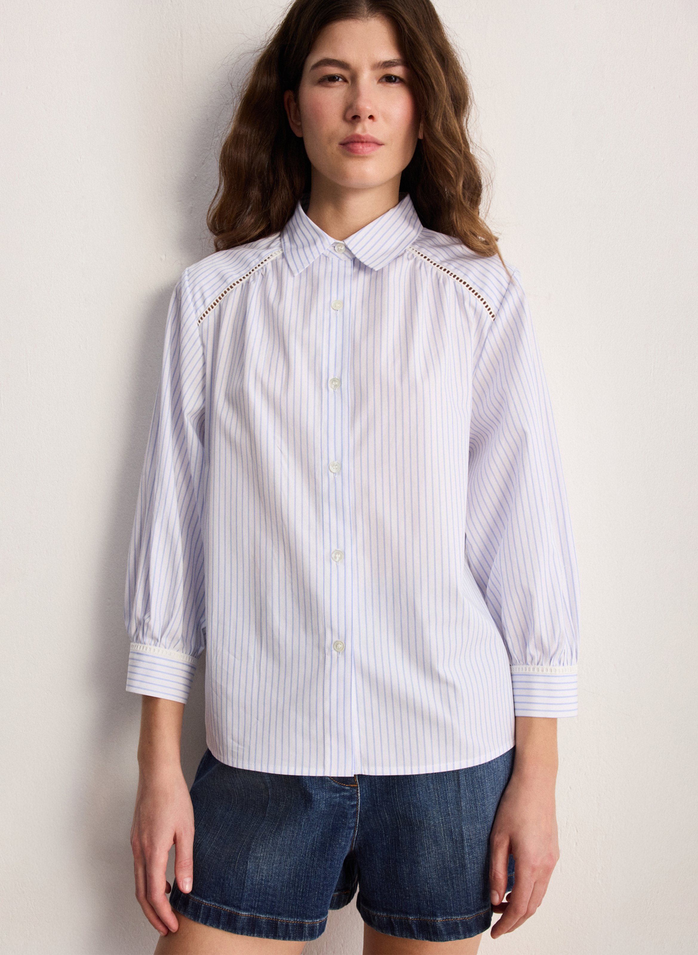 Cotton shirt with classic collar PABLO Beige