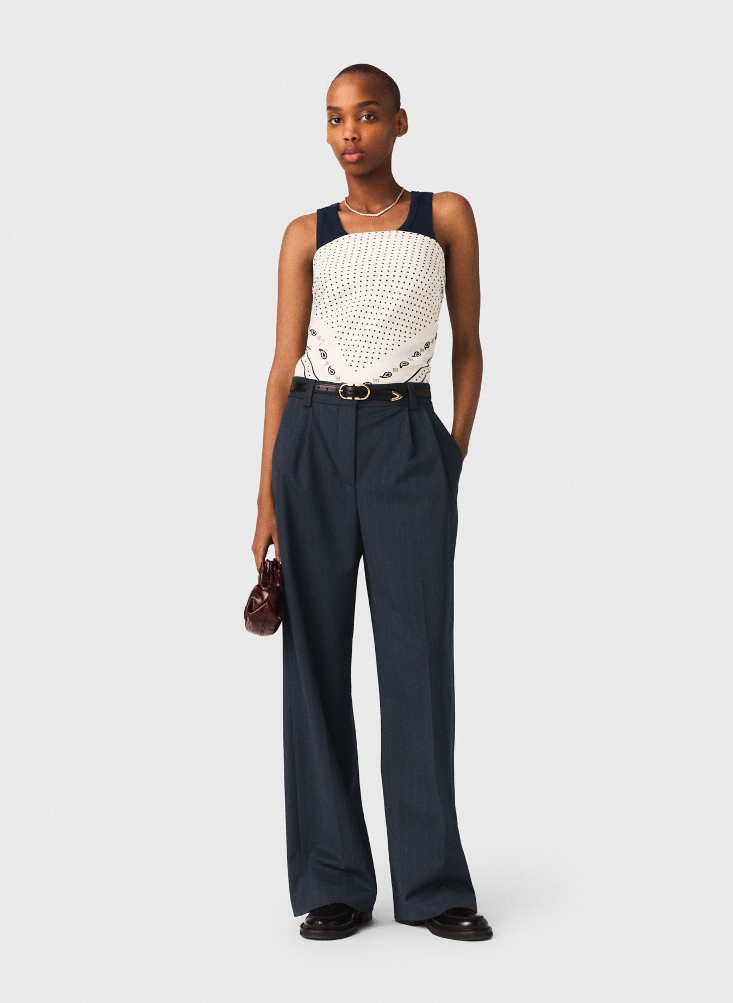 Tailored trousers in striped blended wool MAJE Blue