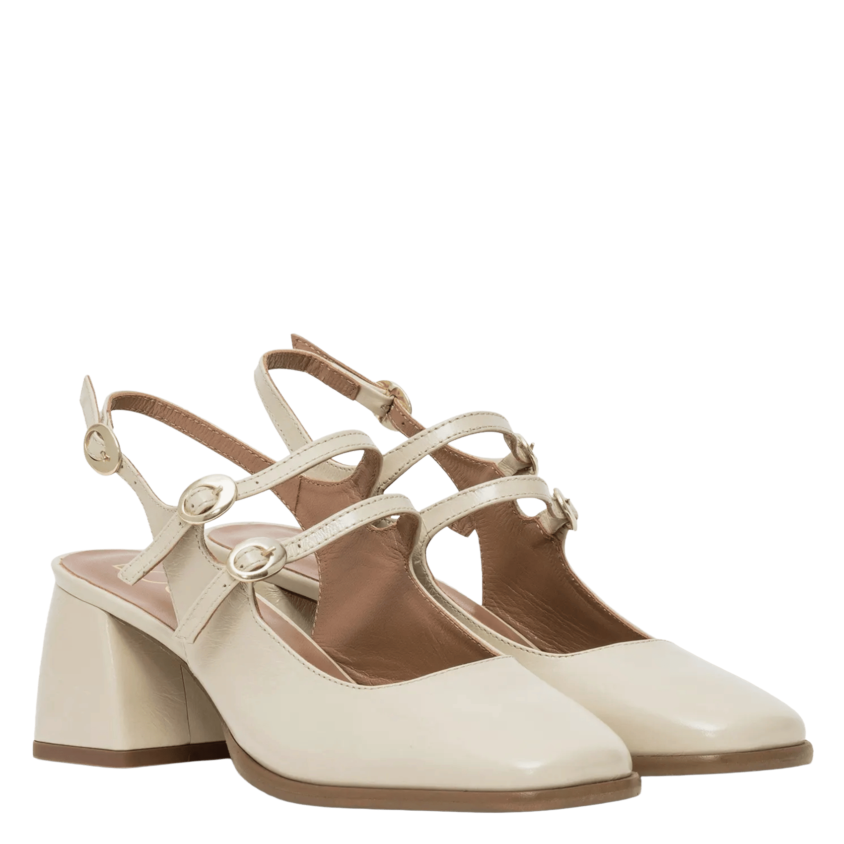 Hoge sandalen van leer BOCAGE Beige