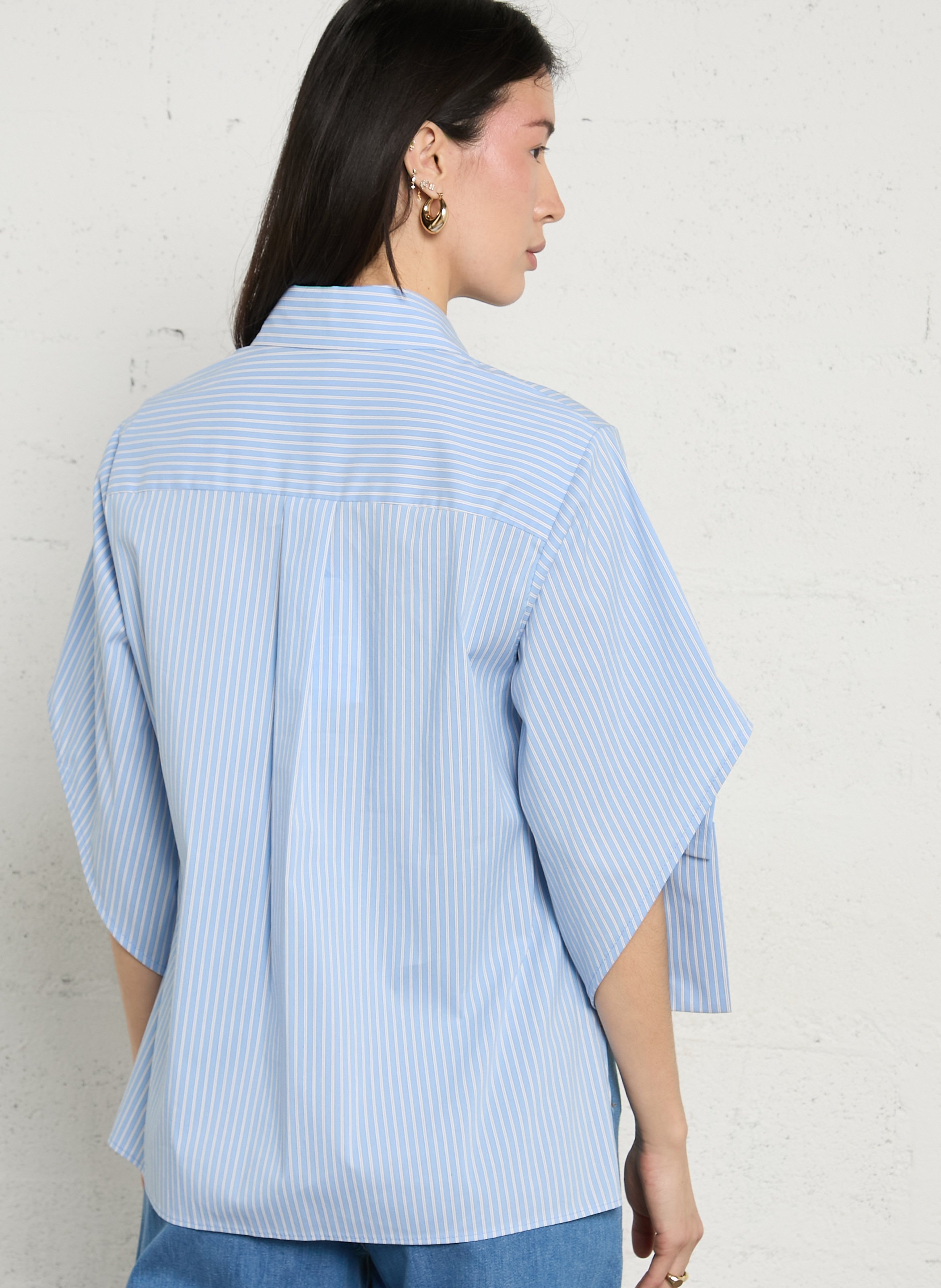 Bluse aus Baumwoll-Mix mit klassischem Kragen IMPERIAL Blau