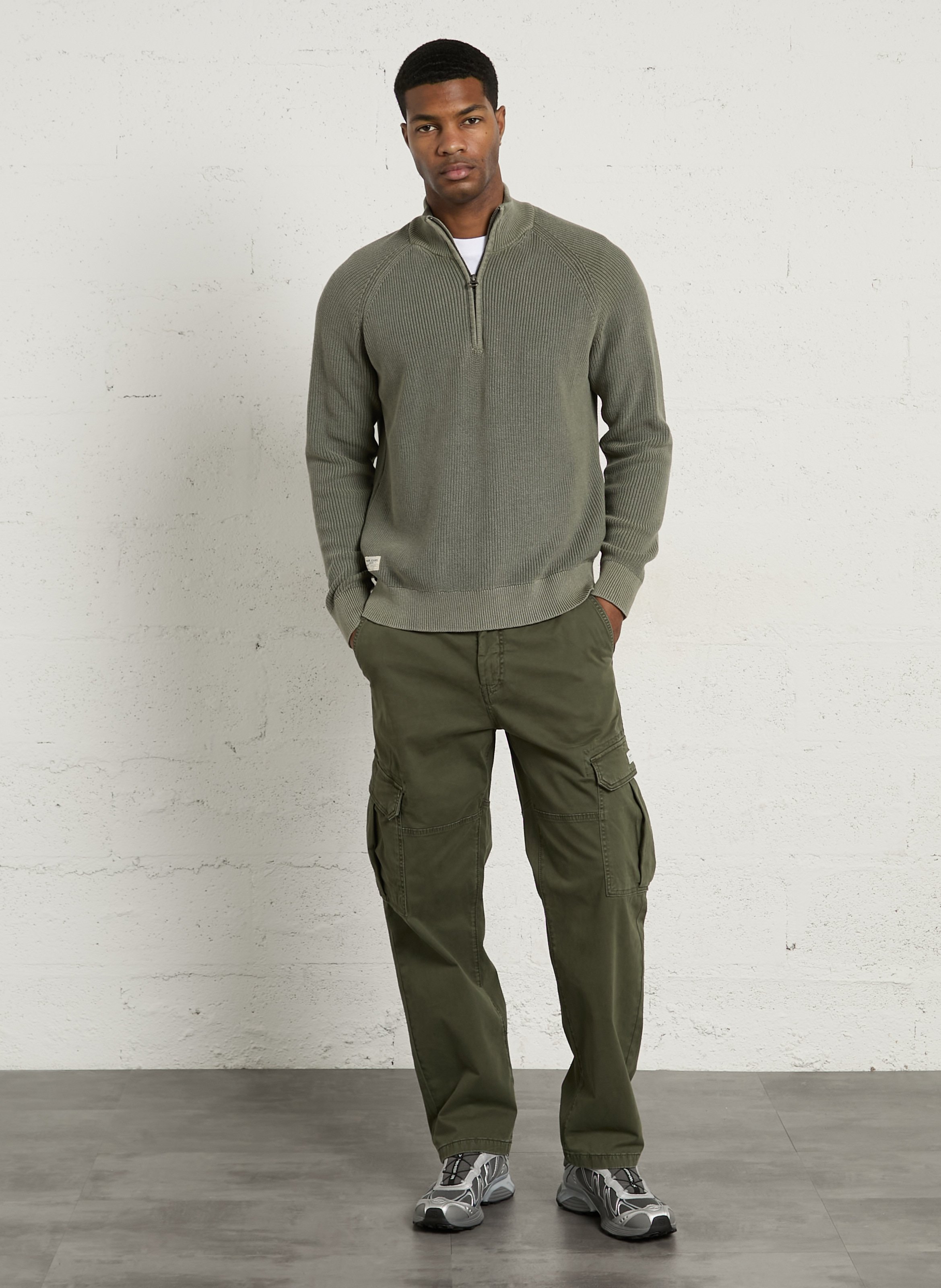 Pull droit côtelé en coton PEPE JEANS Vert