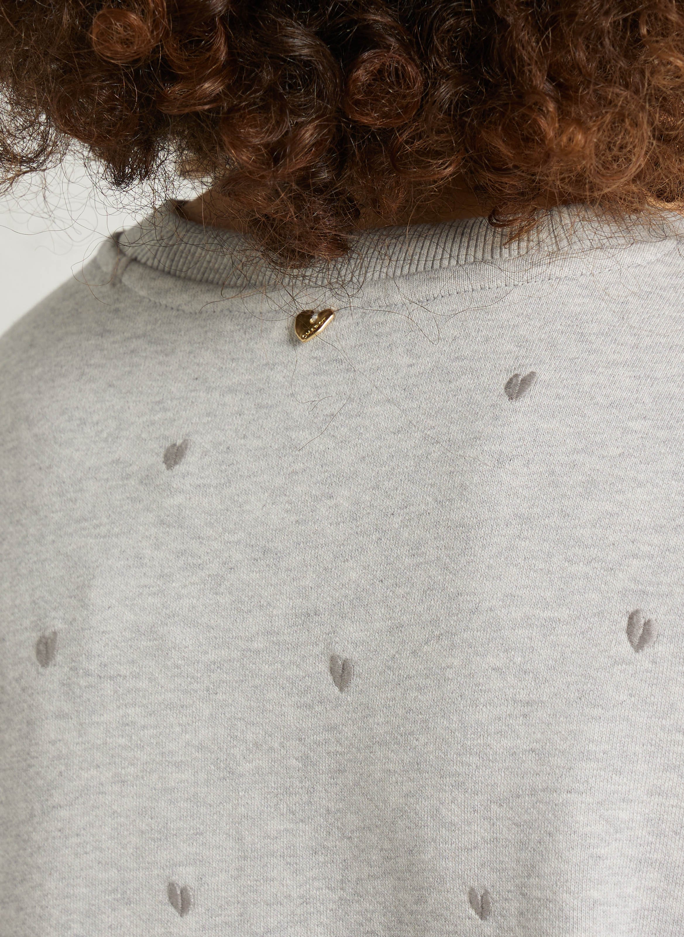 Sweat droit col rond brodé en coton FABIENNE CHAPOT Blanc