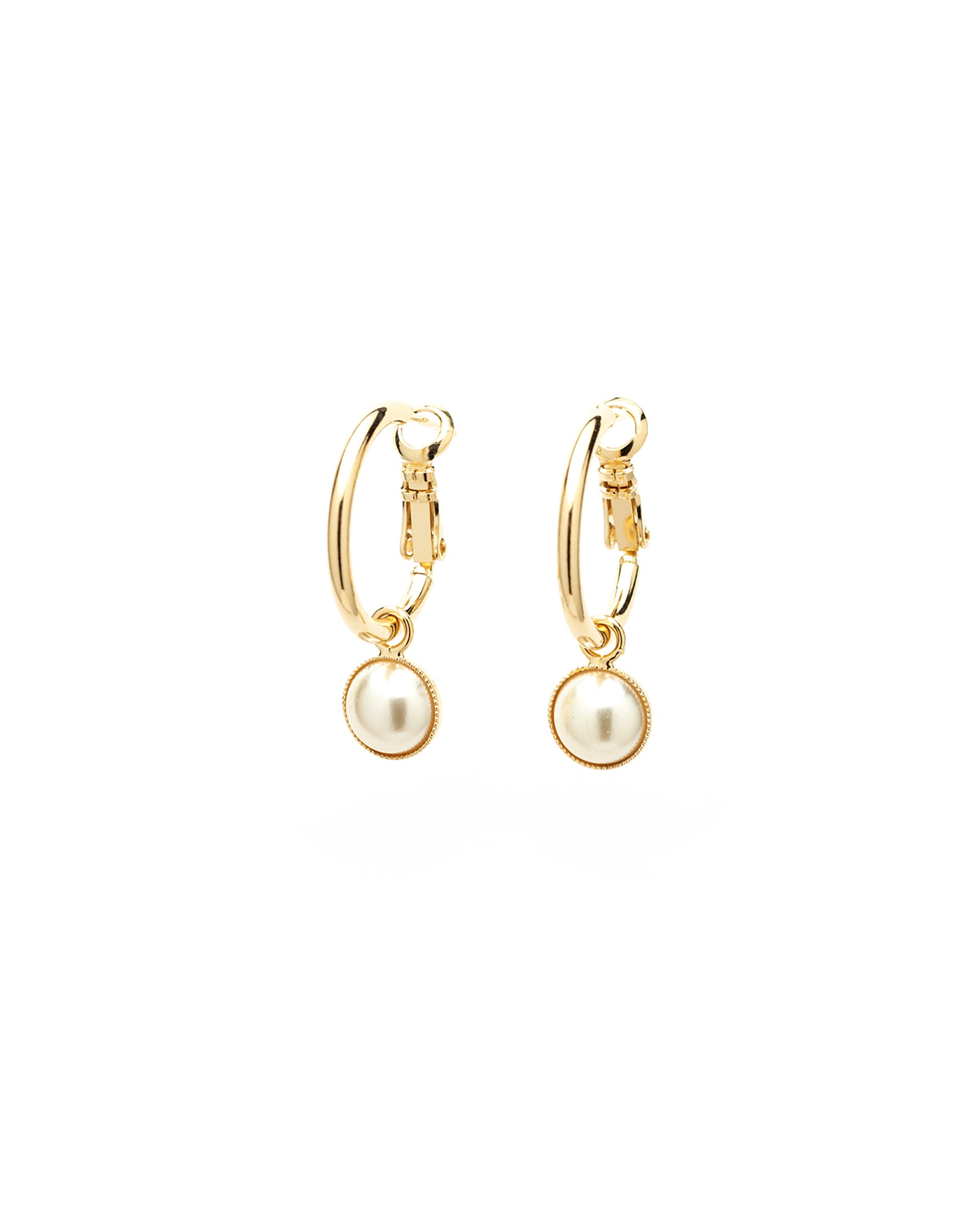 Small silver-plated hoop earrings with pearls MONSIEUR SIMONE