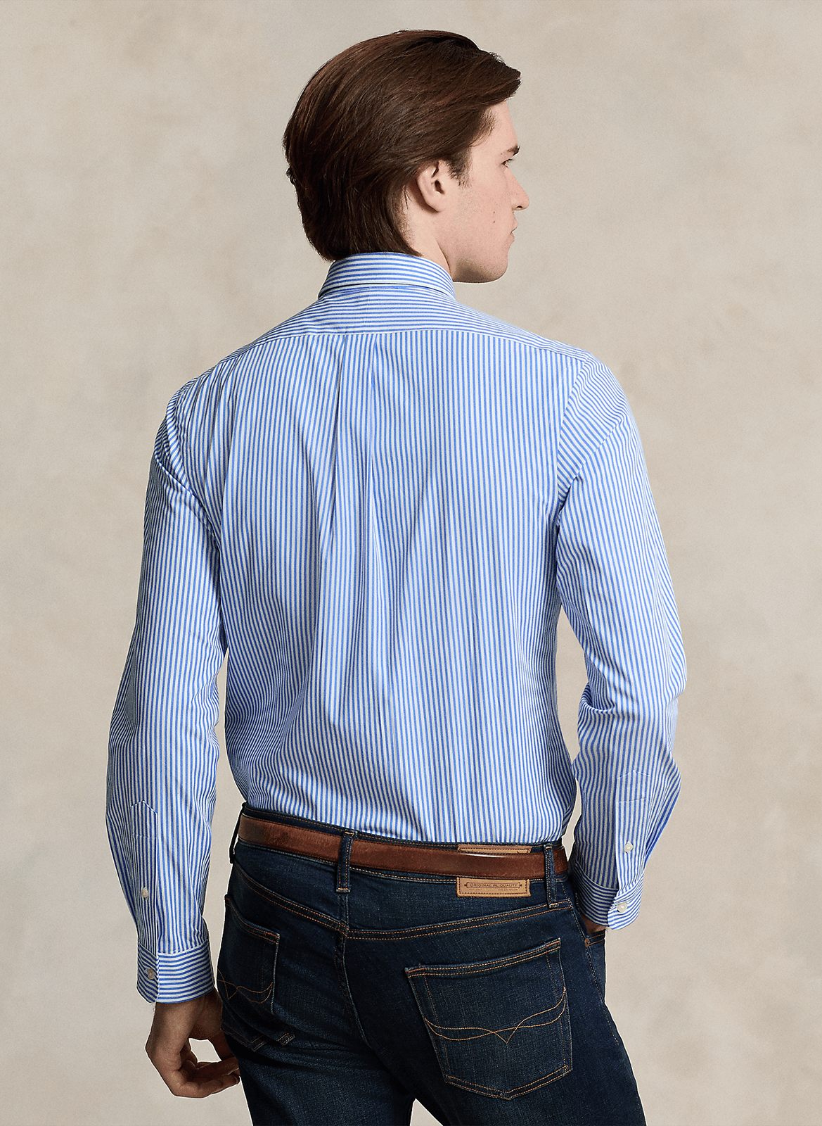 Chemise col américain slim-fit en coton stretch POLO RALPH LAUREN Bleu