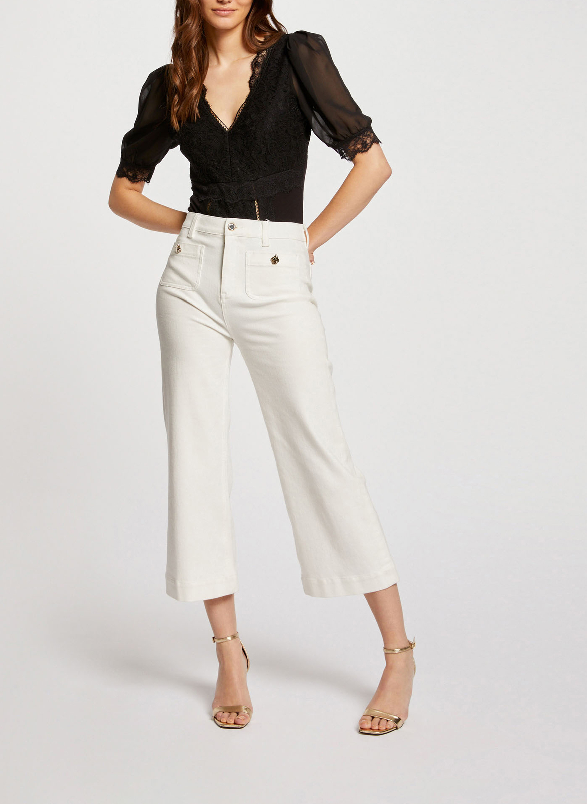 Body van kant met V-decolleté MORGAN Zwart