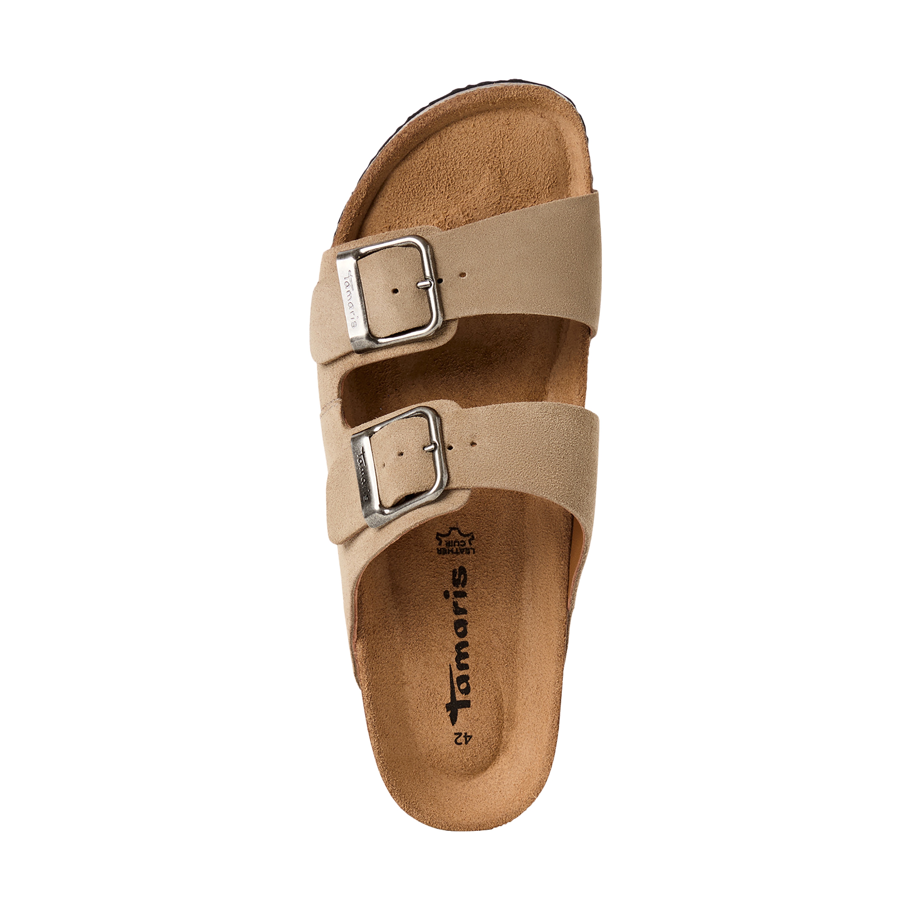 Flat leather mules TAMARIS Beige