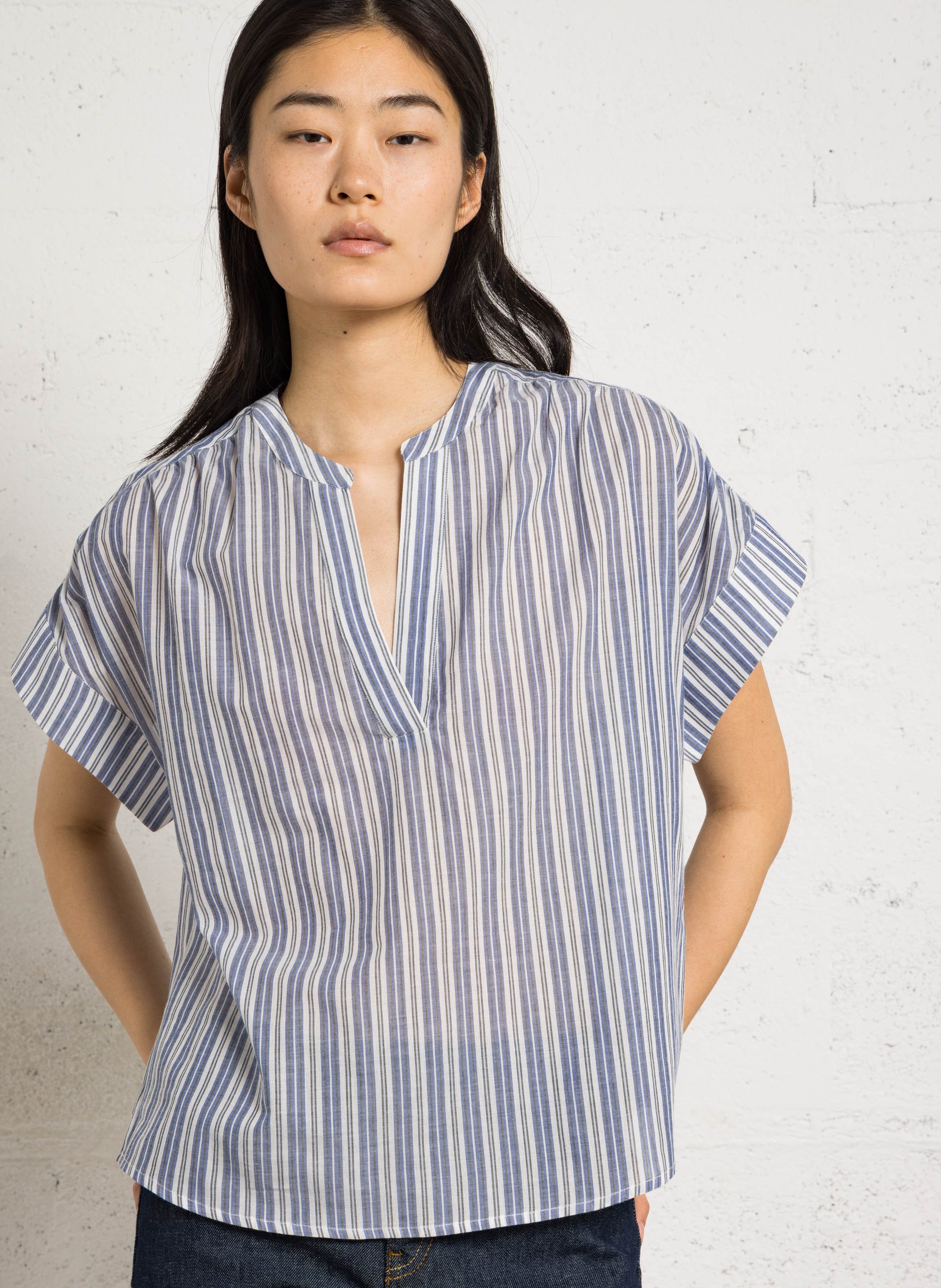 Cotton henley blouse HARTFORD Multicolored