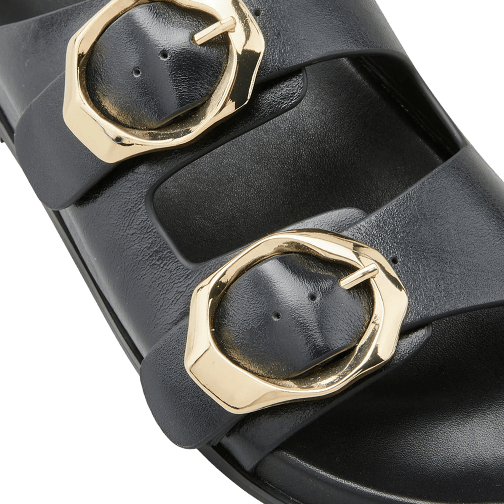 Flache Ledersandalen mit Riemen COSMOPARIS Schwarz