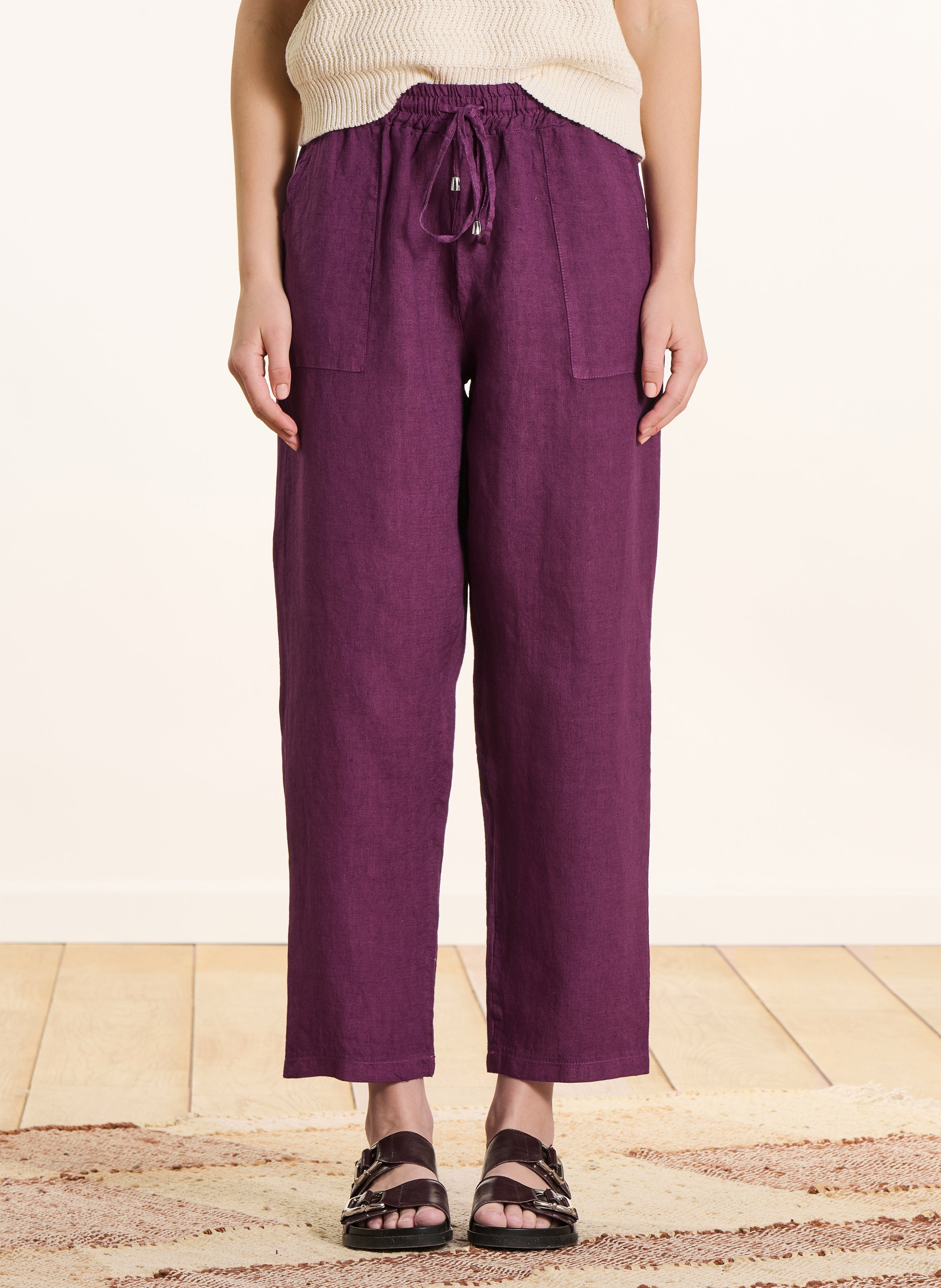 Pantalon large taille haute en lin LA FEE MARABOUTEE