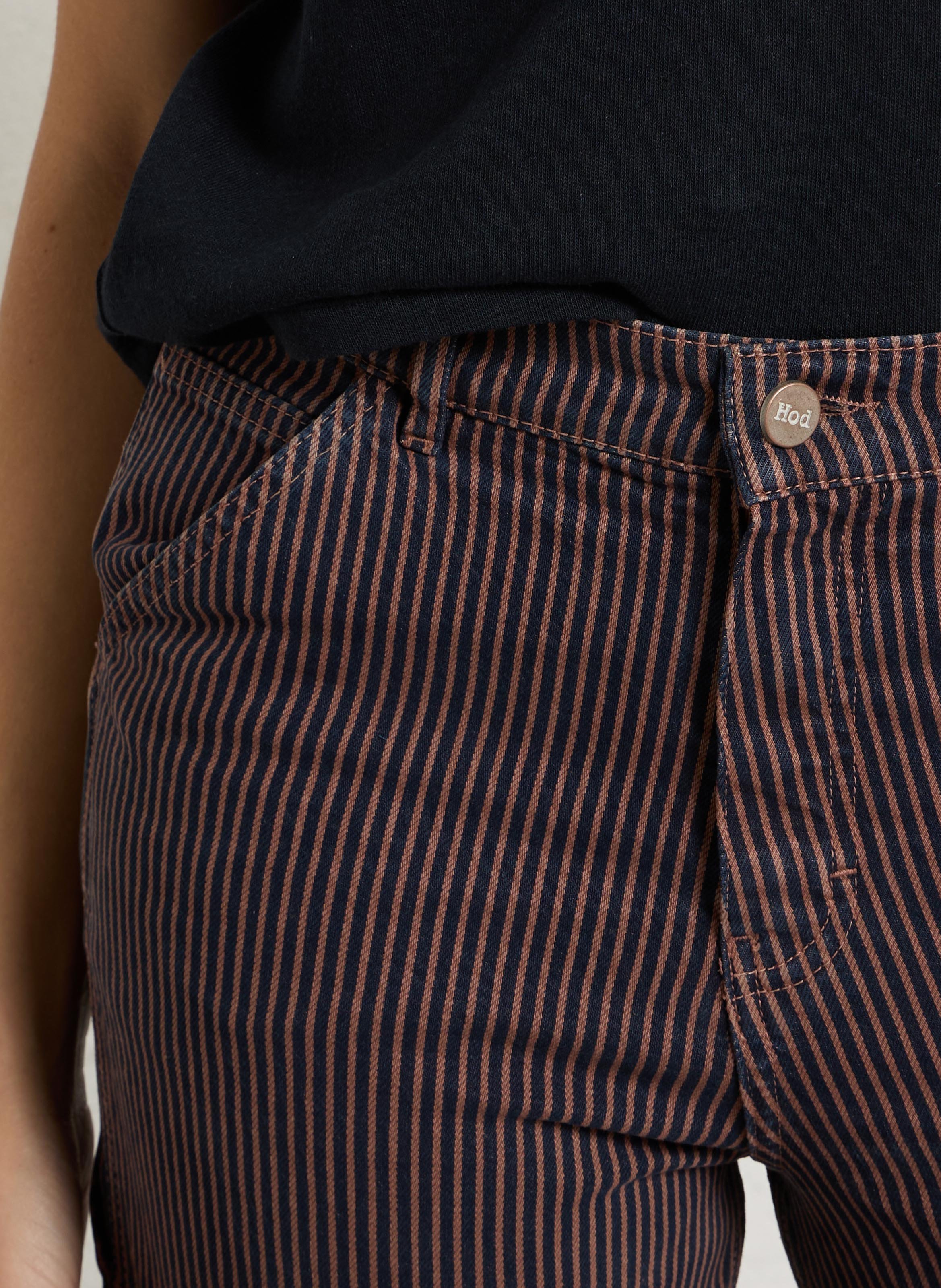 Gerade geschnittene Hose aus gestreifter Baumwollmischung HOD PARIS Blau